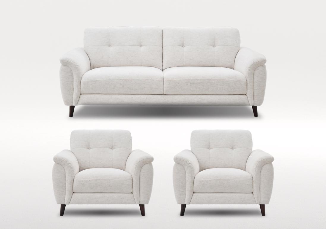 Chantilly 3 Seater Fabric Sofa and 2 Armchairs Set in Cloud Cool Cream 13101 on Furniture Village