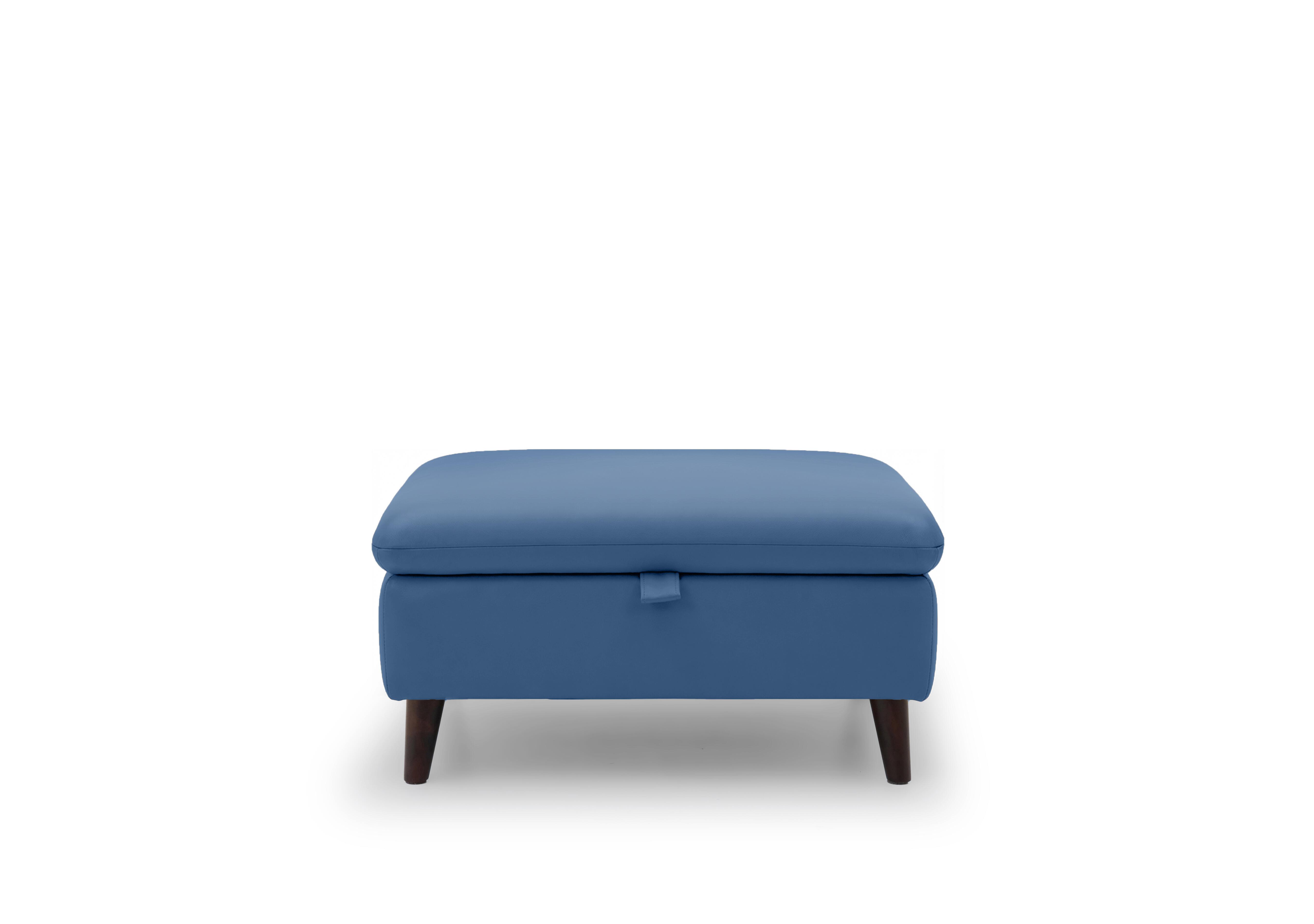 Chantilly Leather Storage Footstool in Oslo Aegean Cat-40/12 on Furniture Village