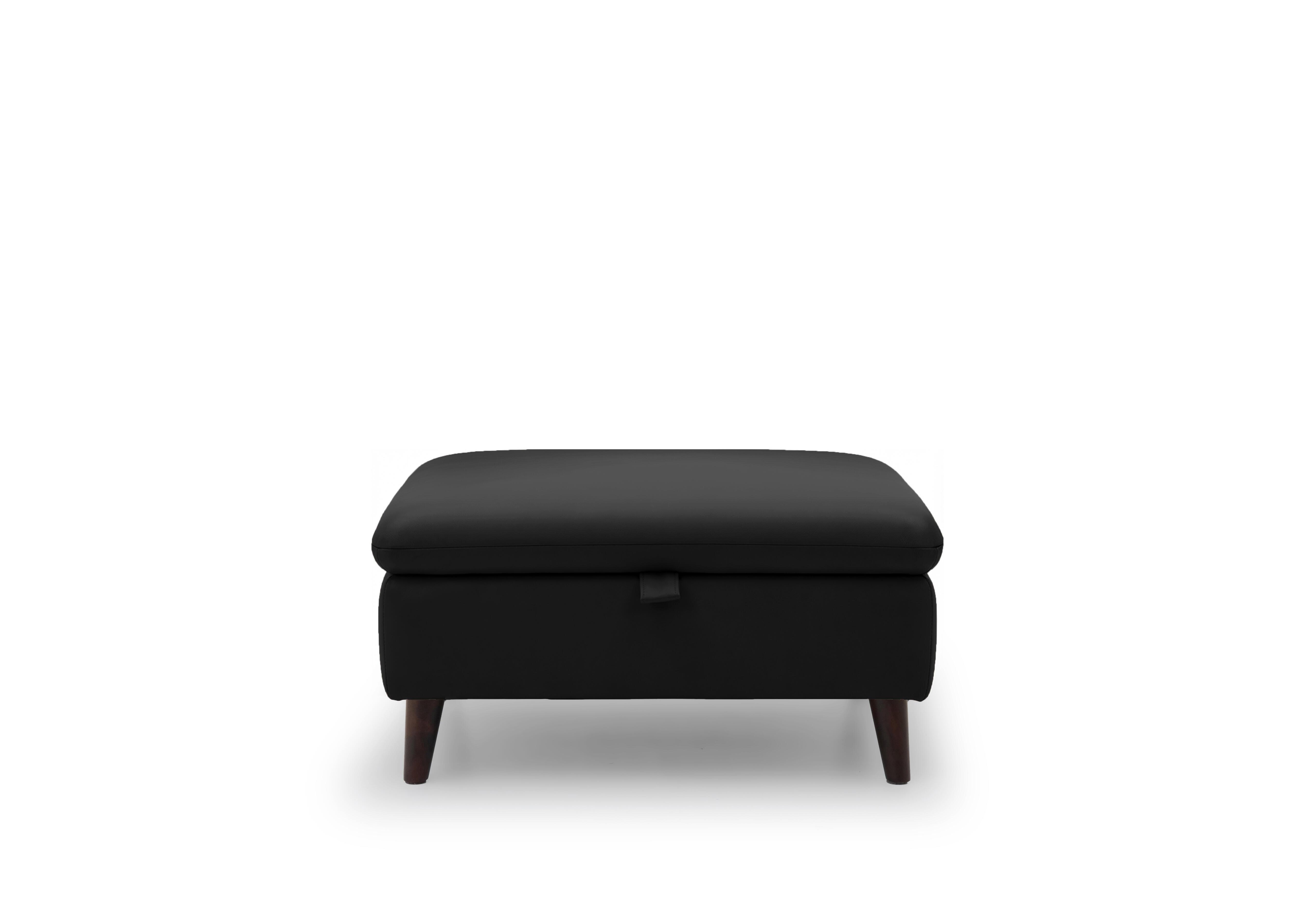 Chantilly Leather Storage Footstool in Oslo Jet Black Cat-40/23 on Furniture Village
