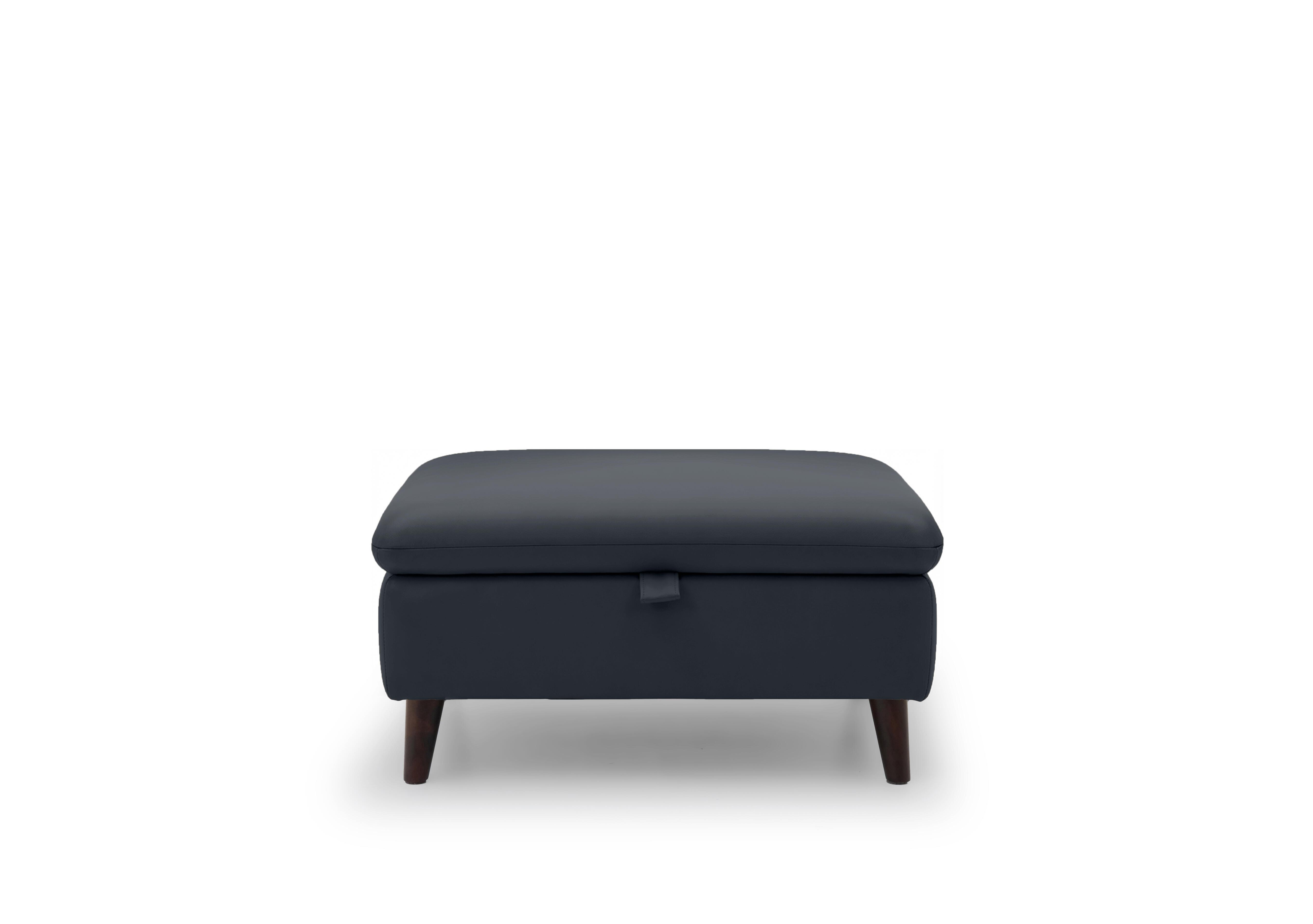 Chantilly Leather Storage Footstool in Oslo Navy Cat-40/24 on Furniture Village