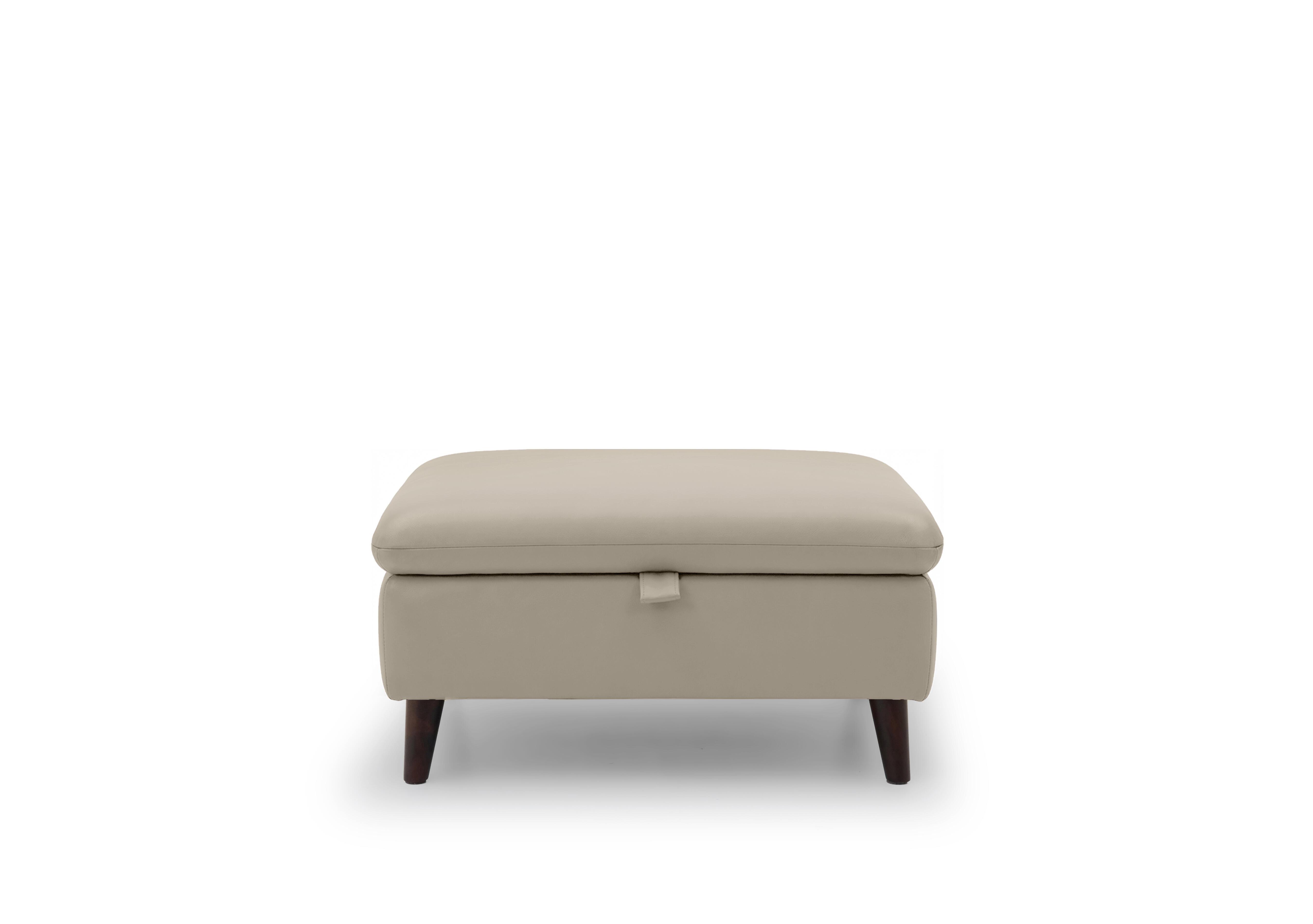 Chantilly Leather Storage Footstool in Oslo Oyster Cat-40/08 on Furniture Village