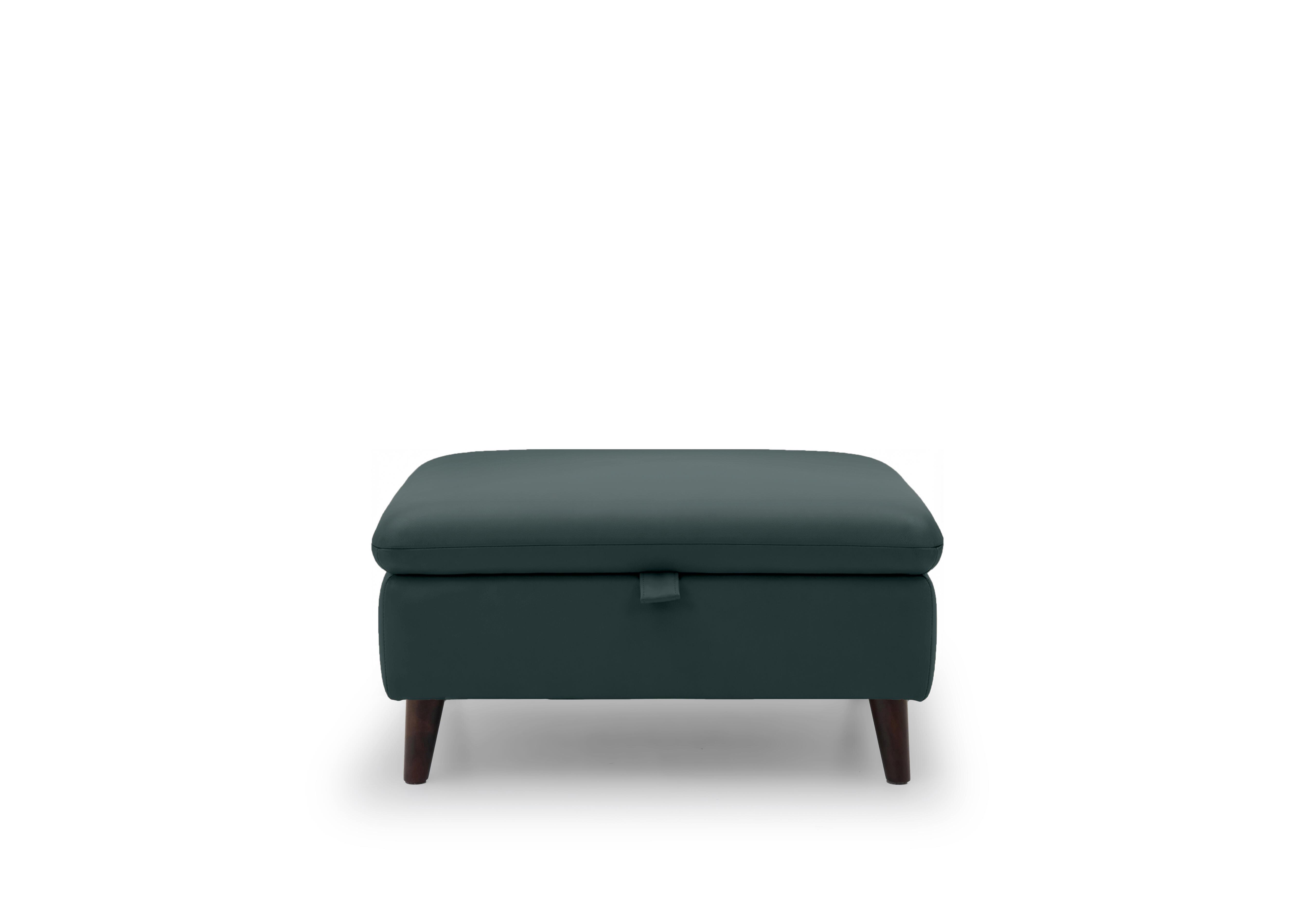 Chantilly Leather Storage Footstool in Oslo Peacock Cat-40/09 on Furniture Village