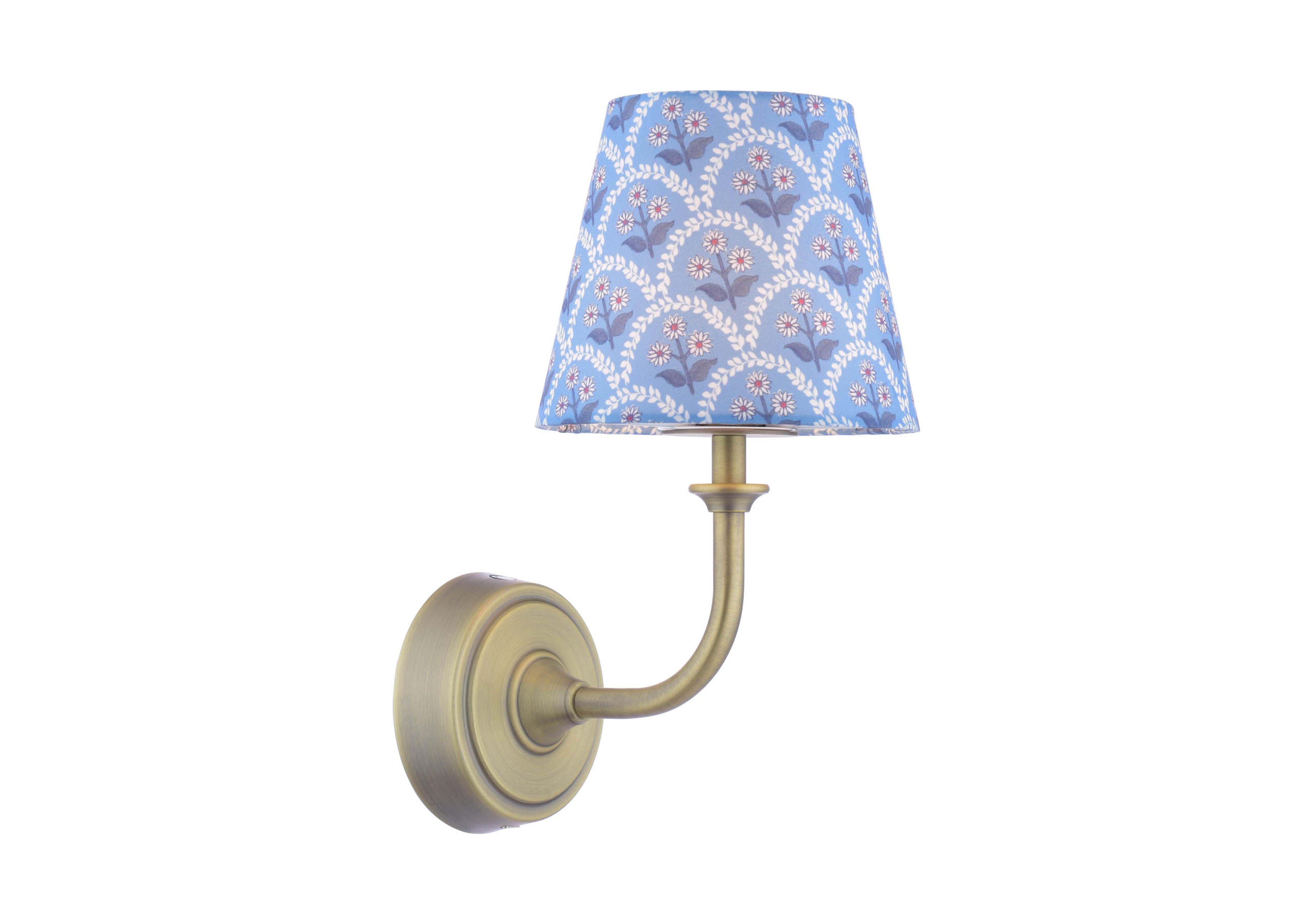Apsley Rechargeable 1 Light LED Wall Light in Trellis Floral Blue on Furniture Village