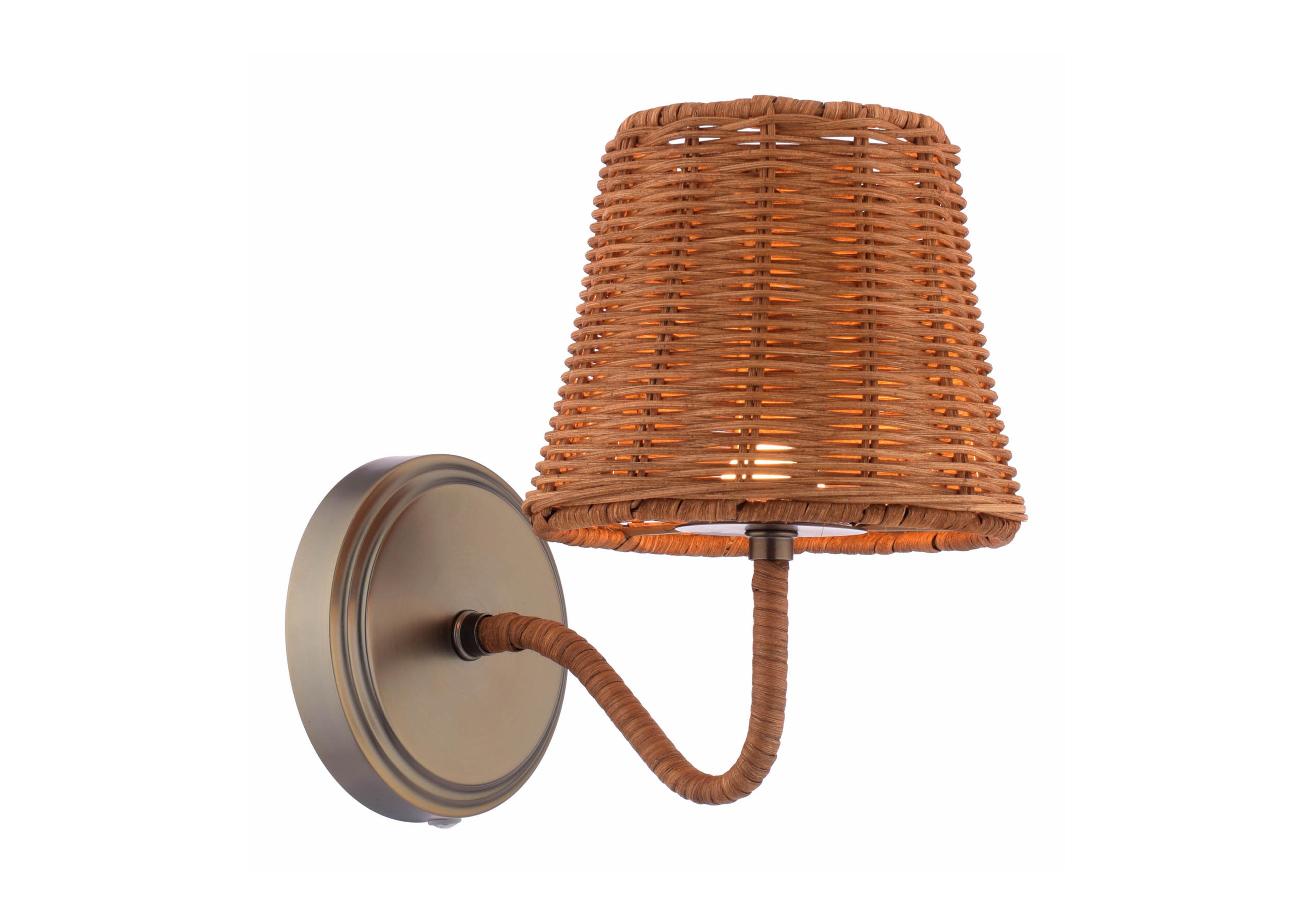 Elcot Rechargeable Rattan 1 Light LED Wall Light in Dark Rattan on Furniture Village