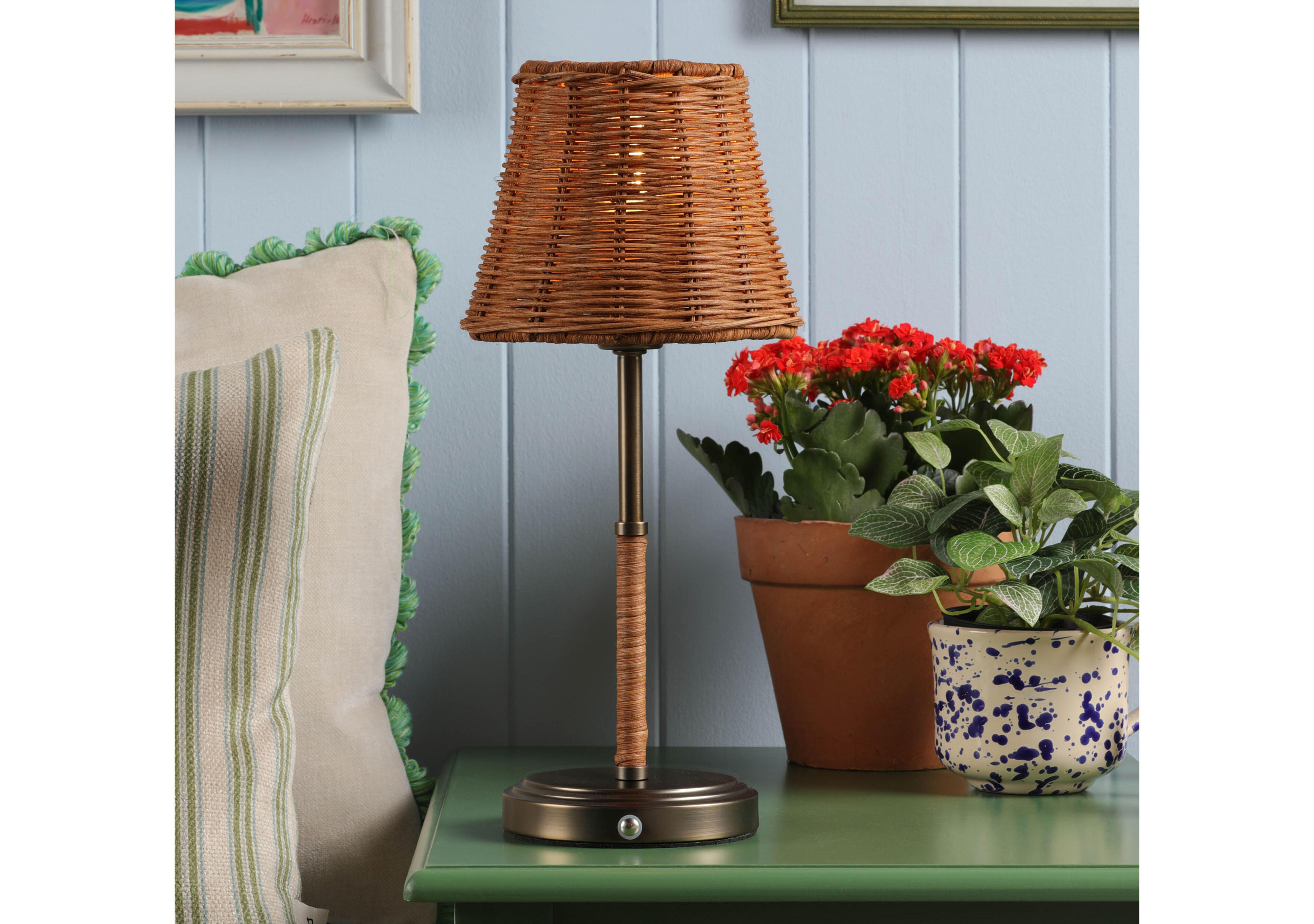 Elcot Rechargeable Rattan LED Table Lamp in  on Furniture Village