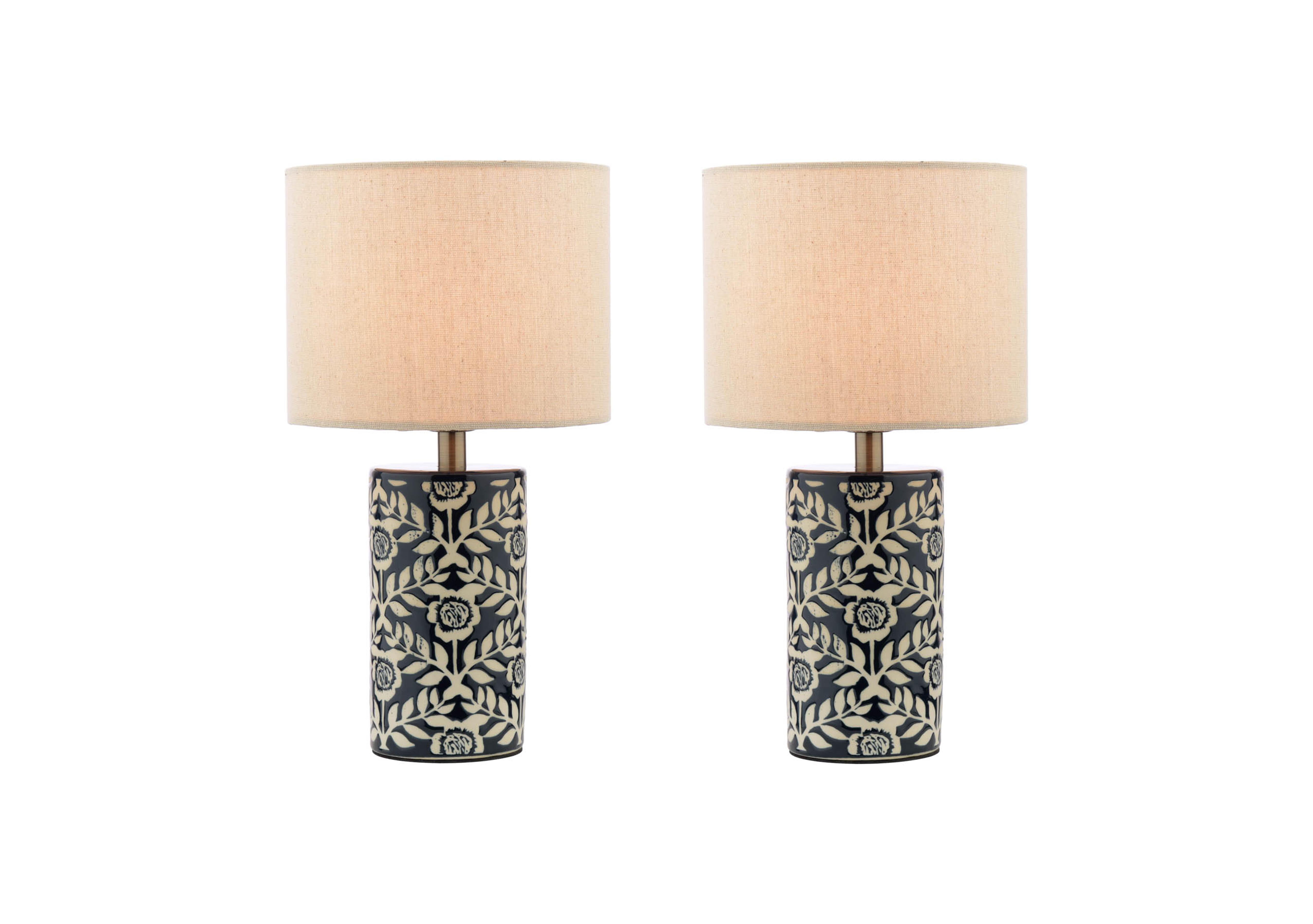 Set of 2 Highclere Ceramic Table Lamps in Blue on Furniture Village