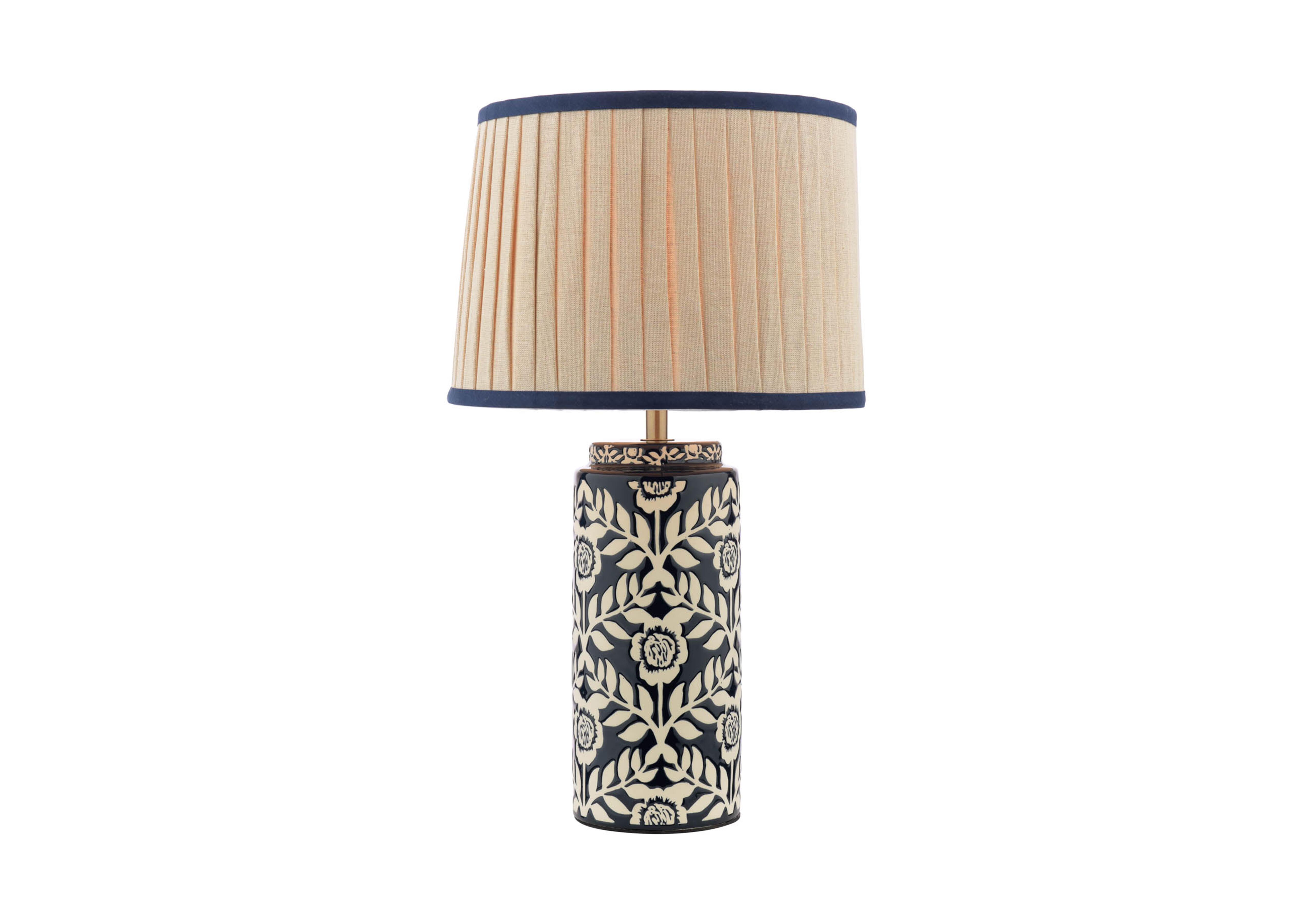 Highclere Ceramic Table Lamp in Navy on Furniture Village