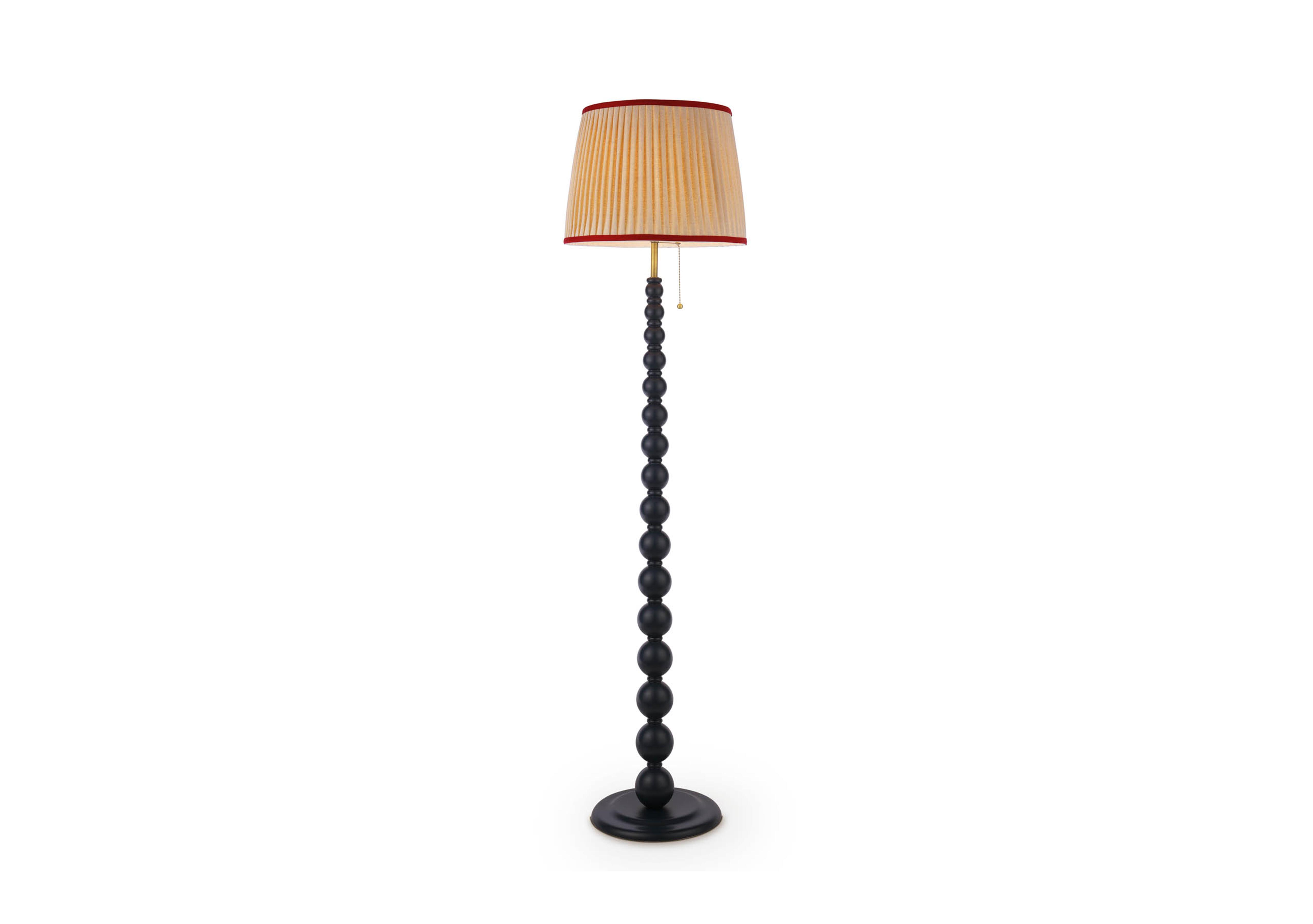 Harewood Wooden Floor Lamp in Navy Blue on Furniture Village