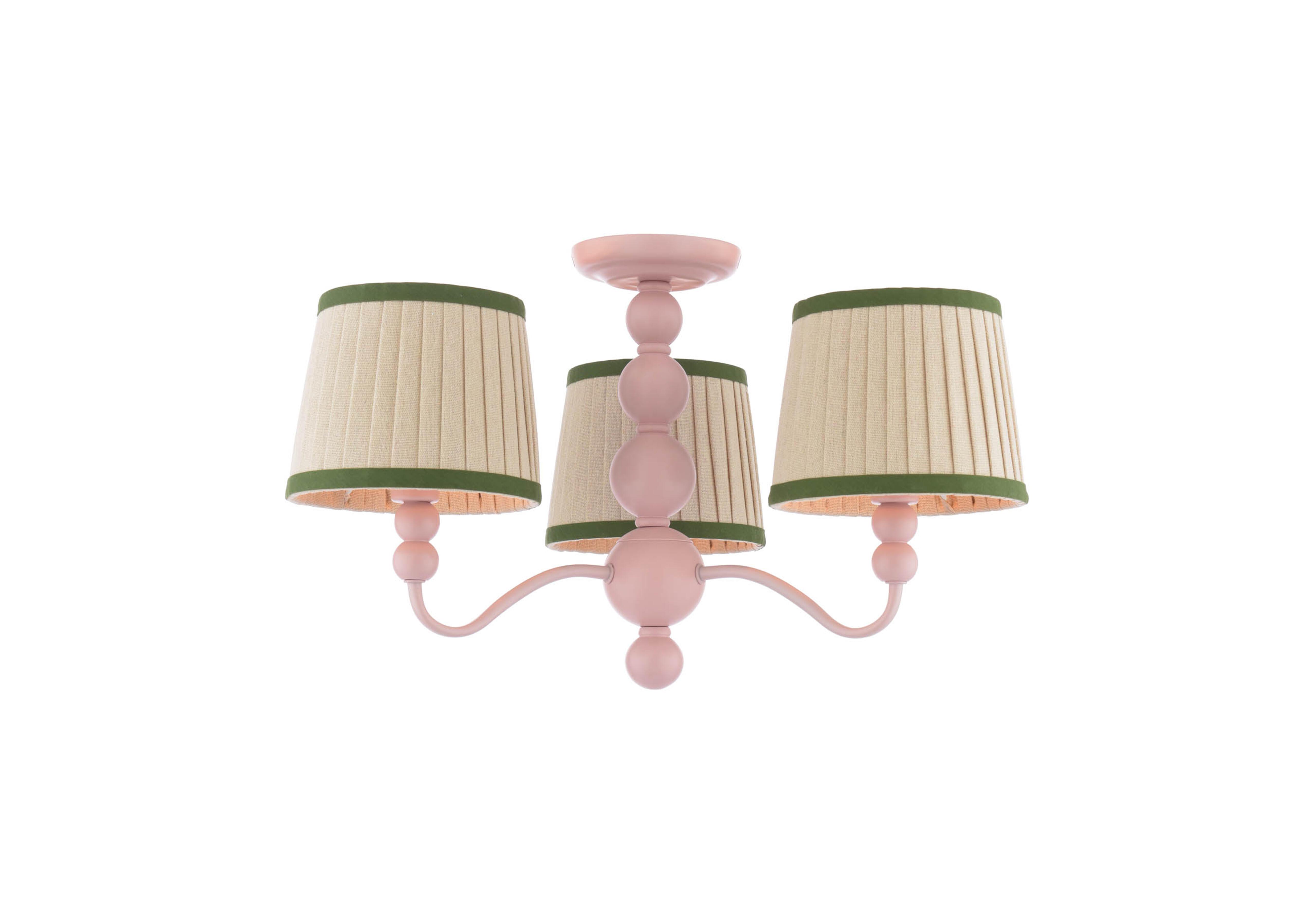 Harewood Wooden 3 Light Semi Flush Ceiling Light in Pink on Furniture Village