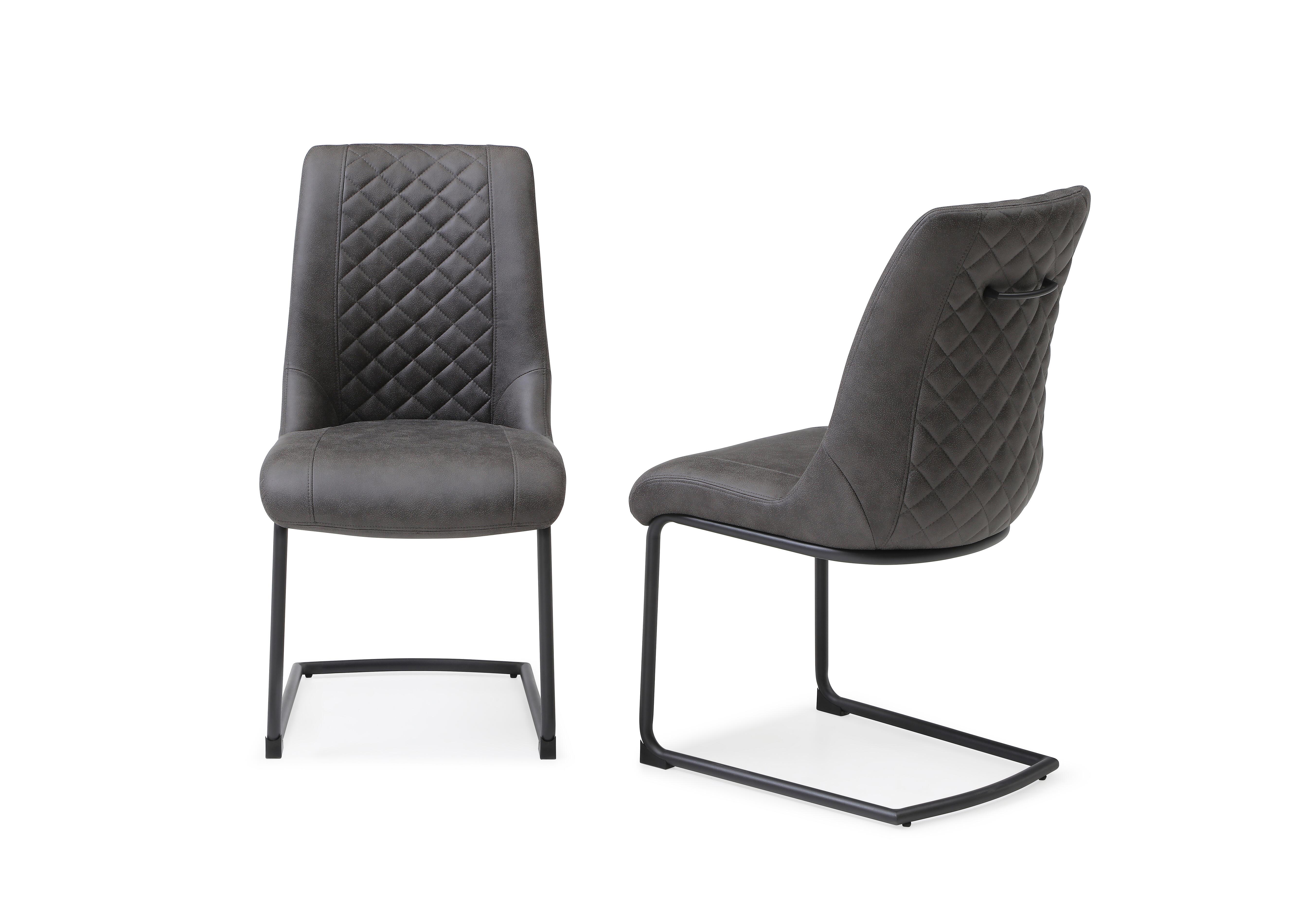 Jayden Pair of Faux Leather Cantilever Dining Chairs in Dark Grey on Furniture Village