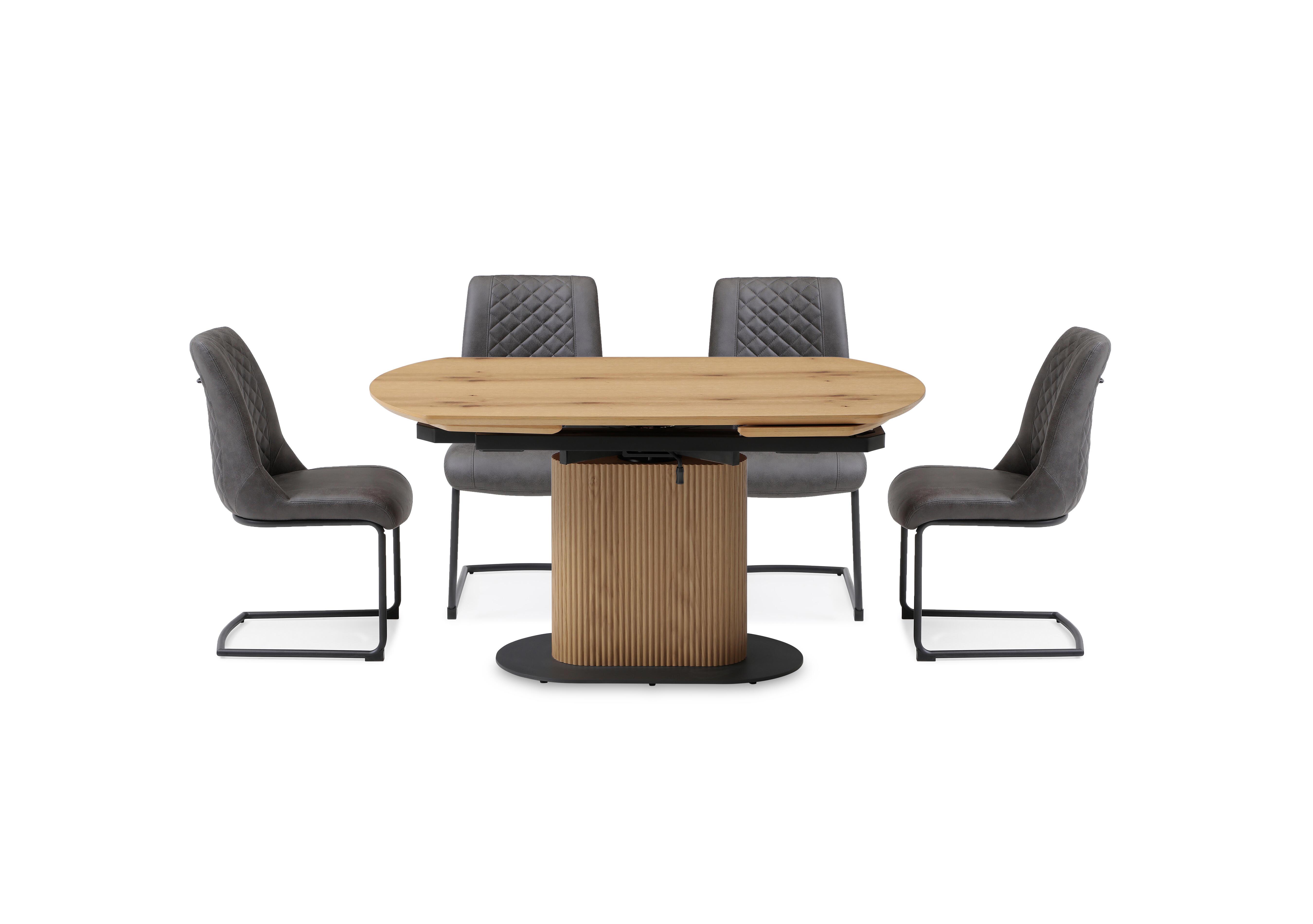 Jayden Swivel Extending Dining Table and 4 Faux Leather Cantilever Dining Chairs in Dark Grey on Furniture Village
