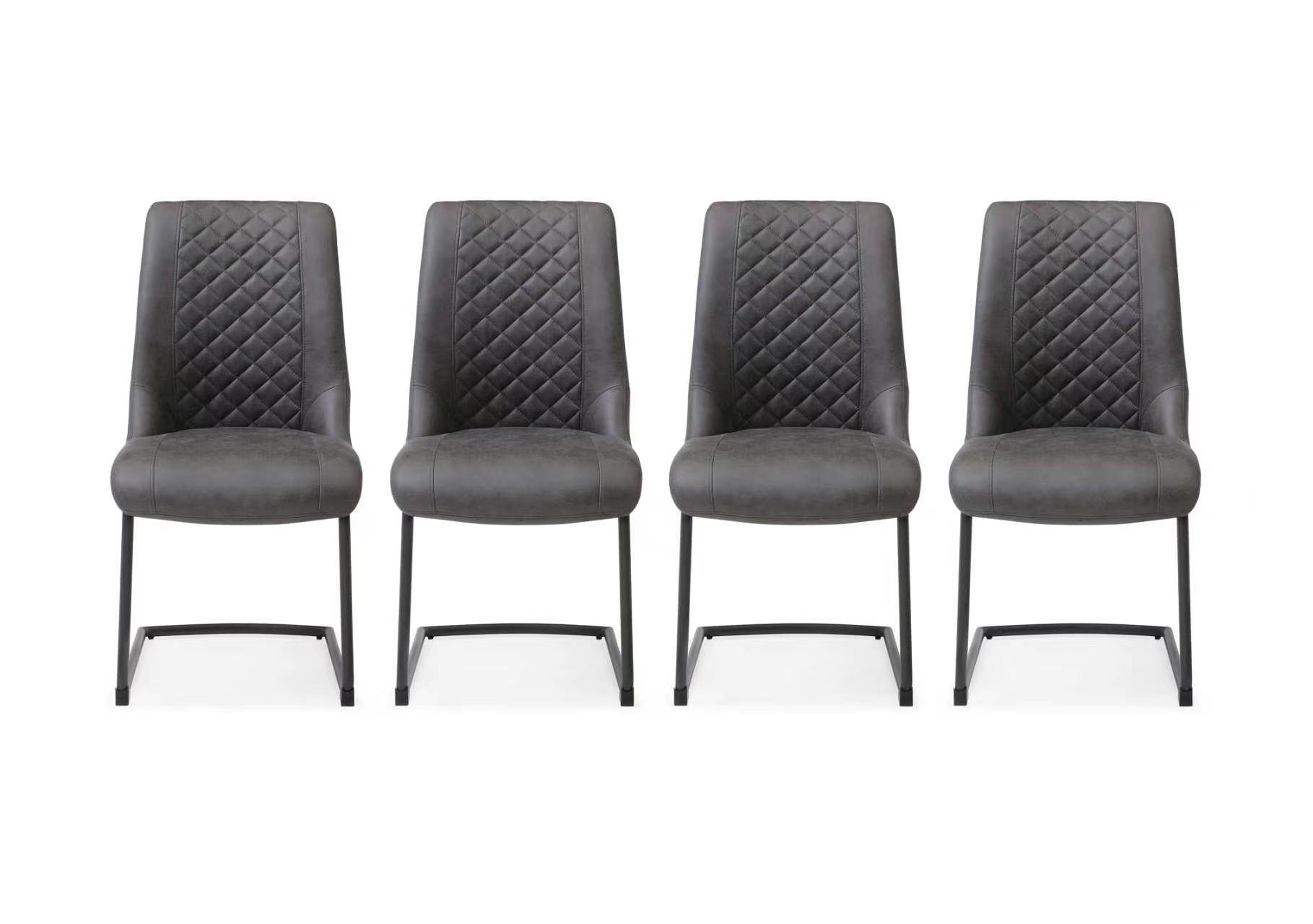Jayden Set of 4 Faux Leather Cantilever Dining Chairs in Dark Grey on Furniture Village