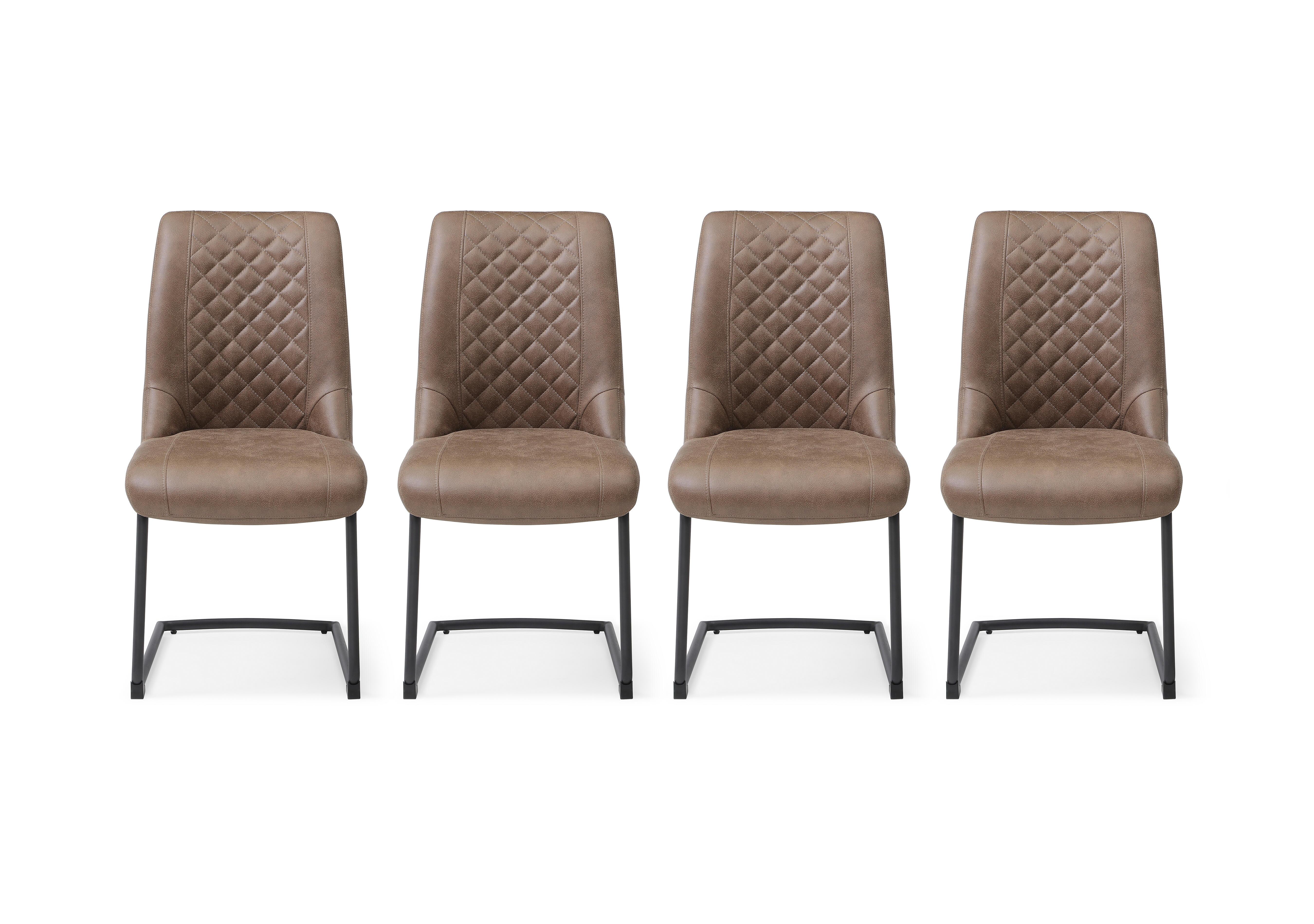 Jayden Set of 4 Faux Leather Cantilever Dining Chairs in Light Brown on Furniture Village