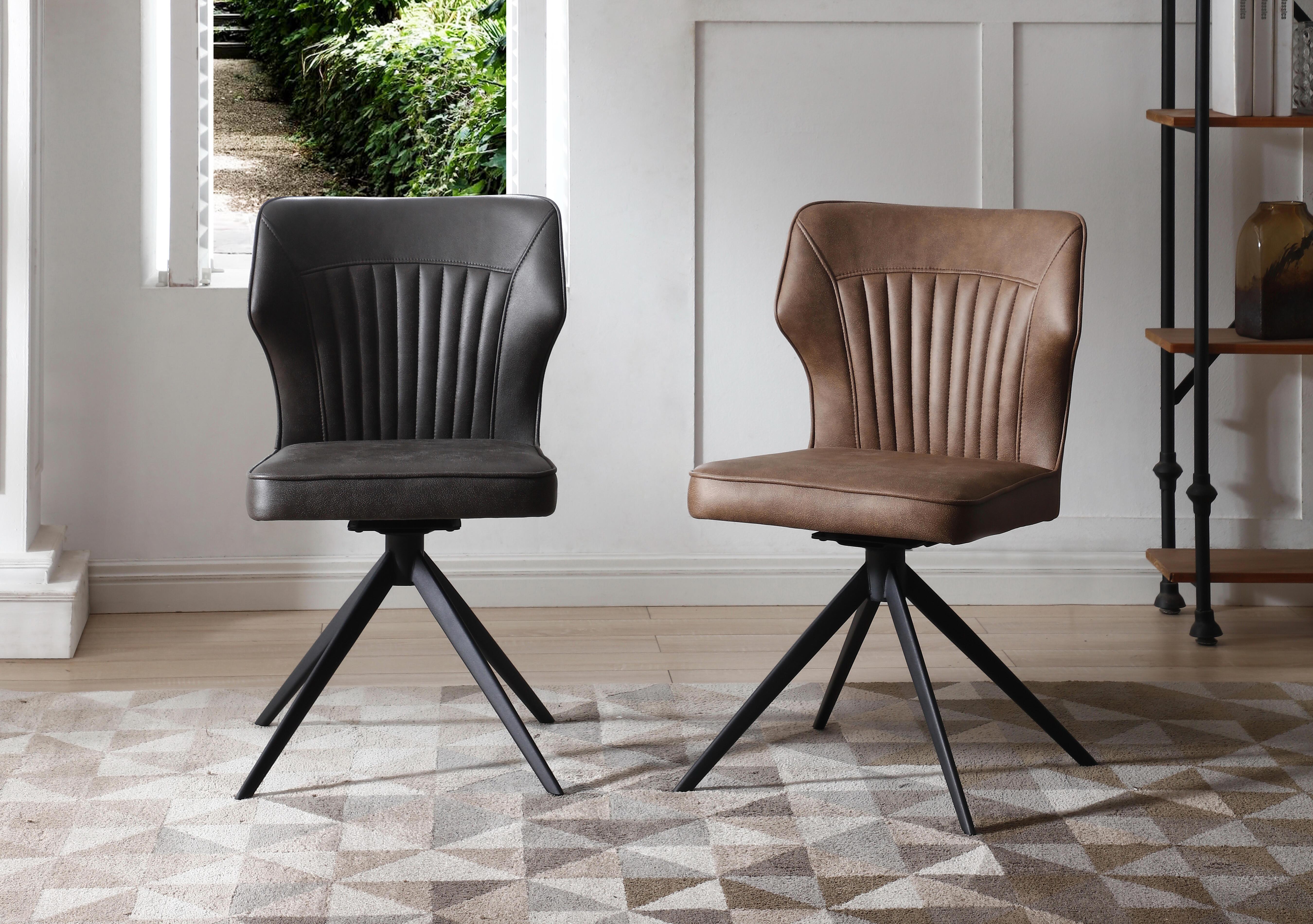 Jayden Set of 6 Faux Leather Swivel Dining Chairs in  on Furniture Village