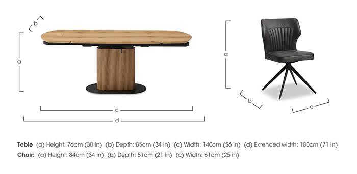 Jayden Swivel Extending Dining Table and 6 Faux Leather Swivel Dining Chairs in  on Furniture Village