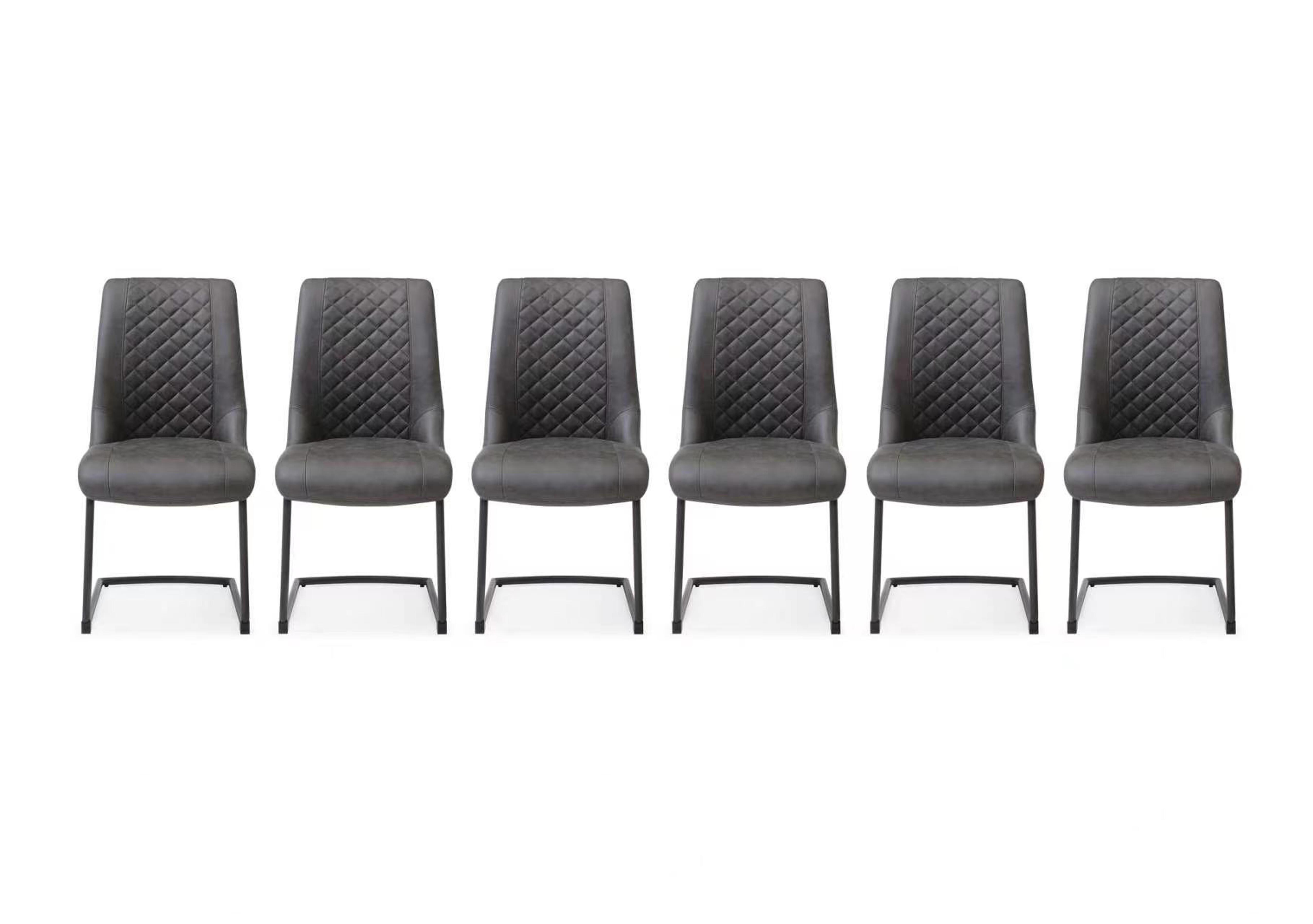 Jayden Set of 6 Faux Leather Cantilever Dining Chairs in Dark Grey on Furniture Village