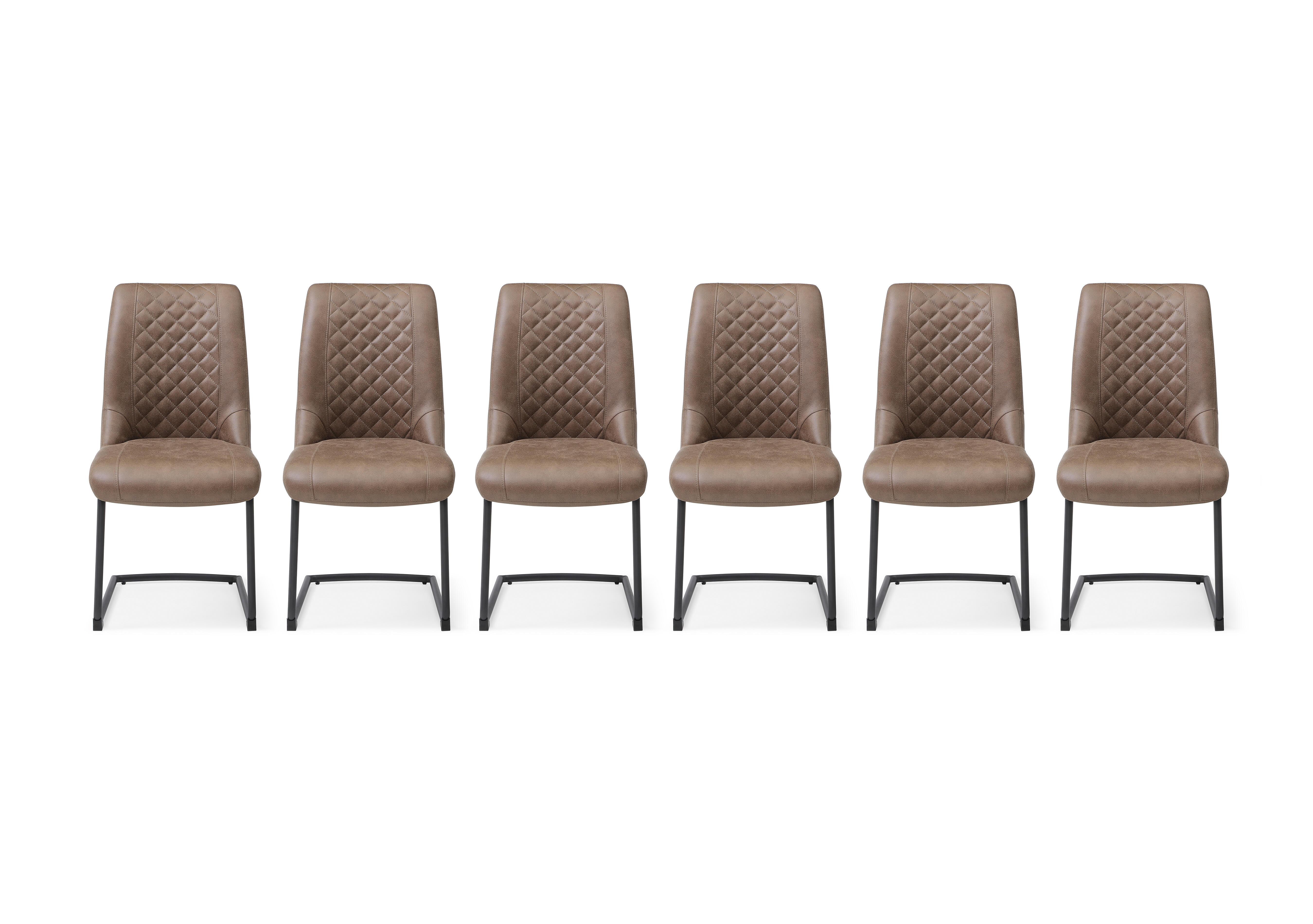 Jayden Set of 6 Faux Leather Cantilever Dining Chairs in Light Brown on Furniture Village