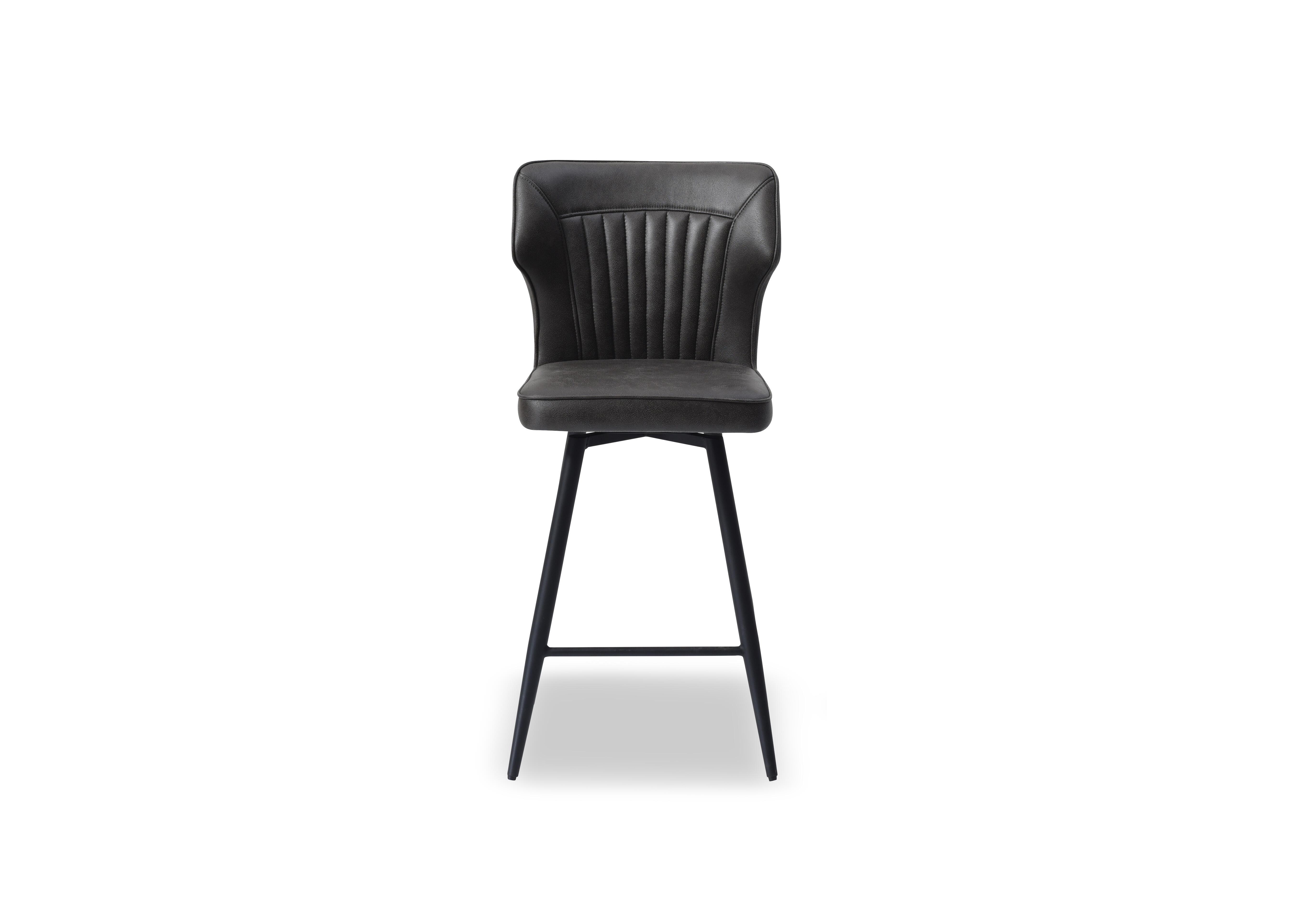 Jayden Faux Leather Swivel Bar Stool in Dark Grey on Furniture Village