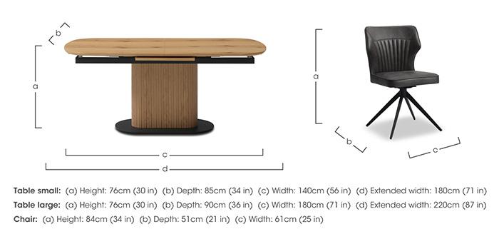 Jayden Pop Up Extending Dining Table and 6 Faux Leather Swivel Dining Chairs in  on Furniture Village