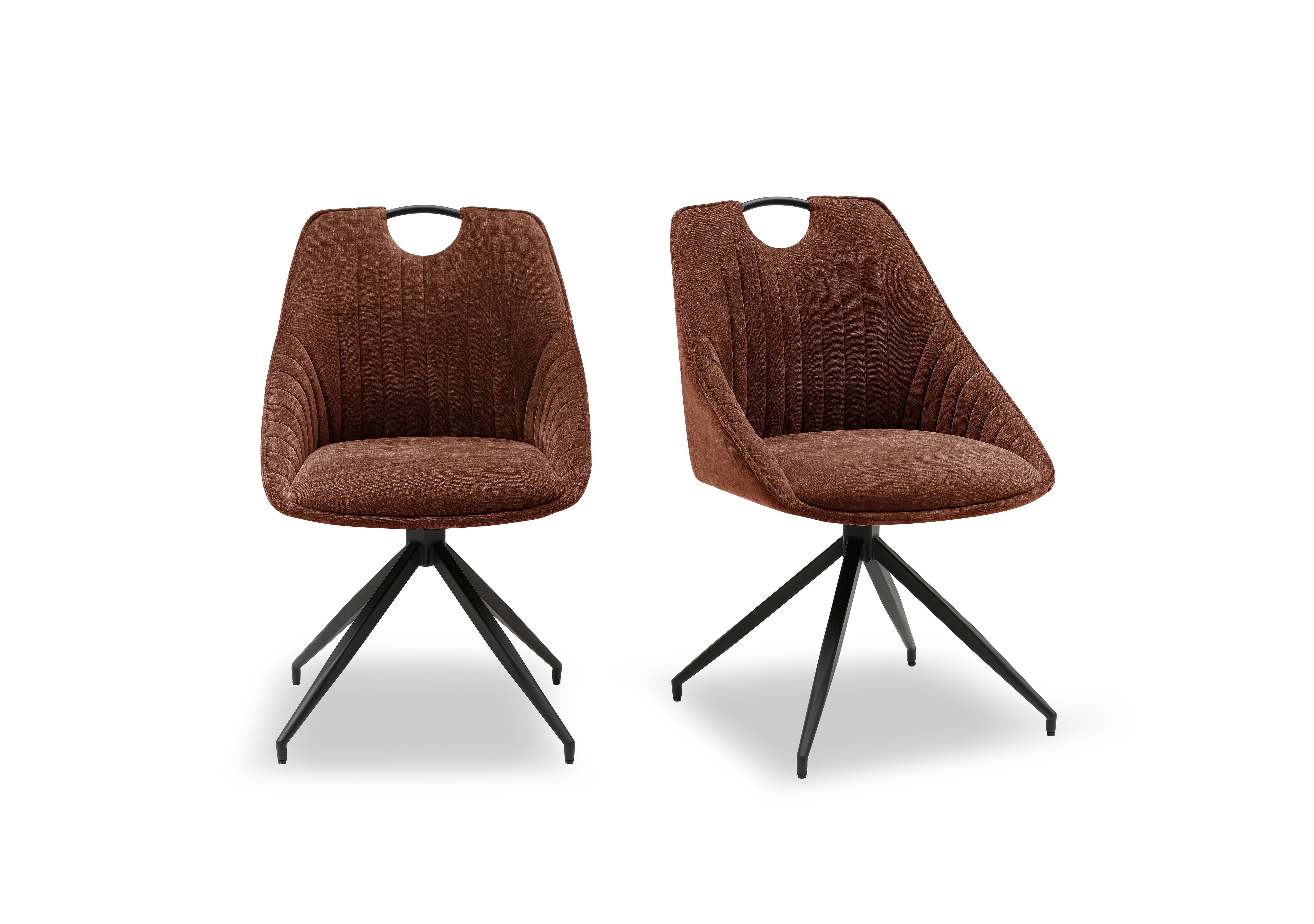 Petra Pair of Fabric Swivel Dining Chairs in Rust on Furniture Village