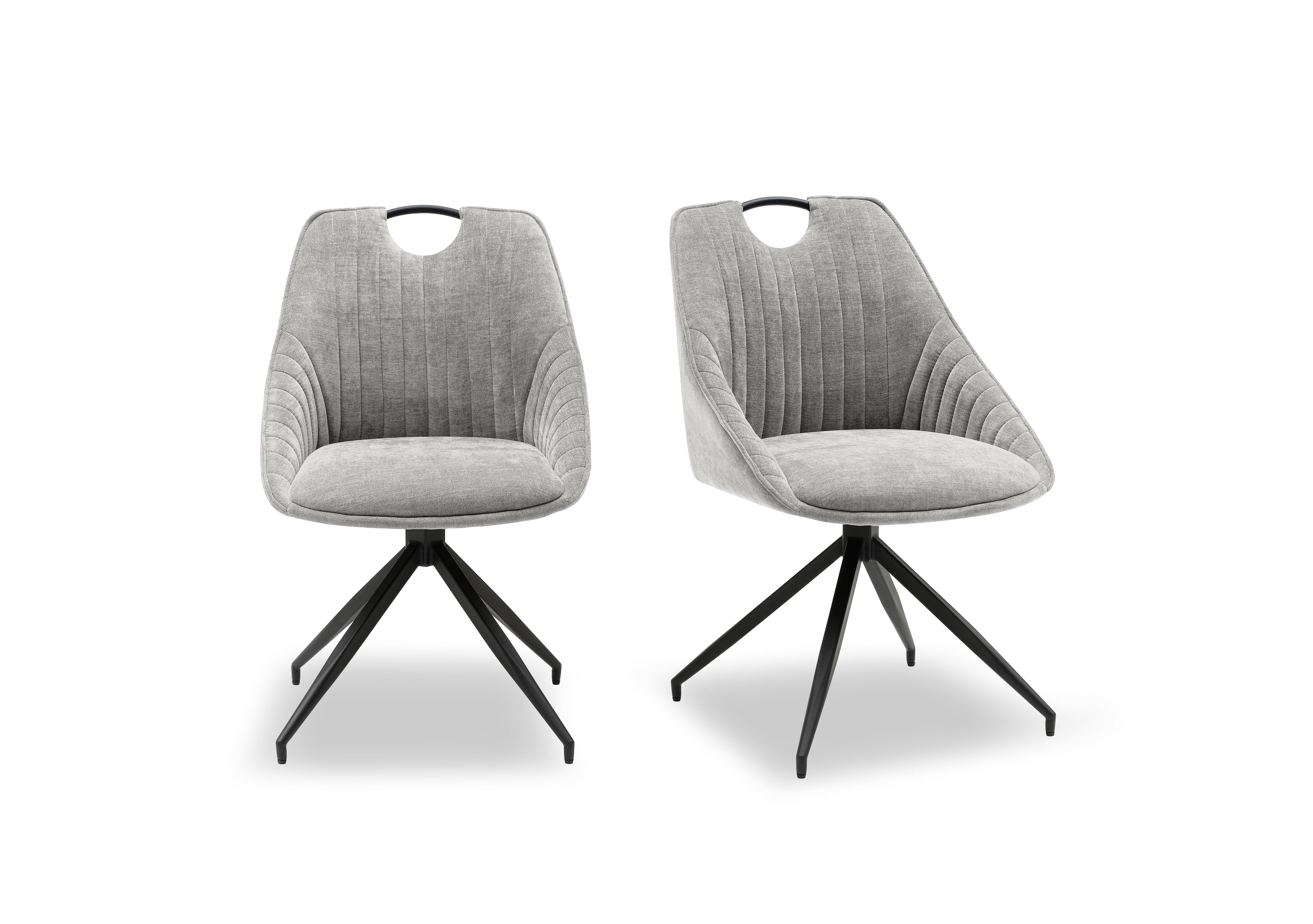 Petra Pair of Fabric Swivel Dining Chairs in Silver on Furniture Village