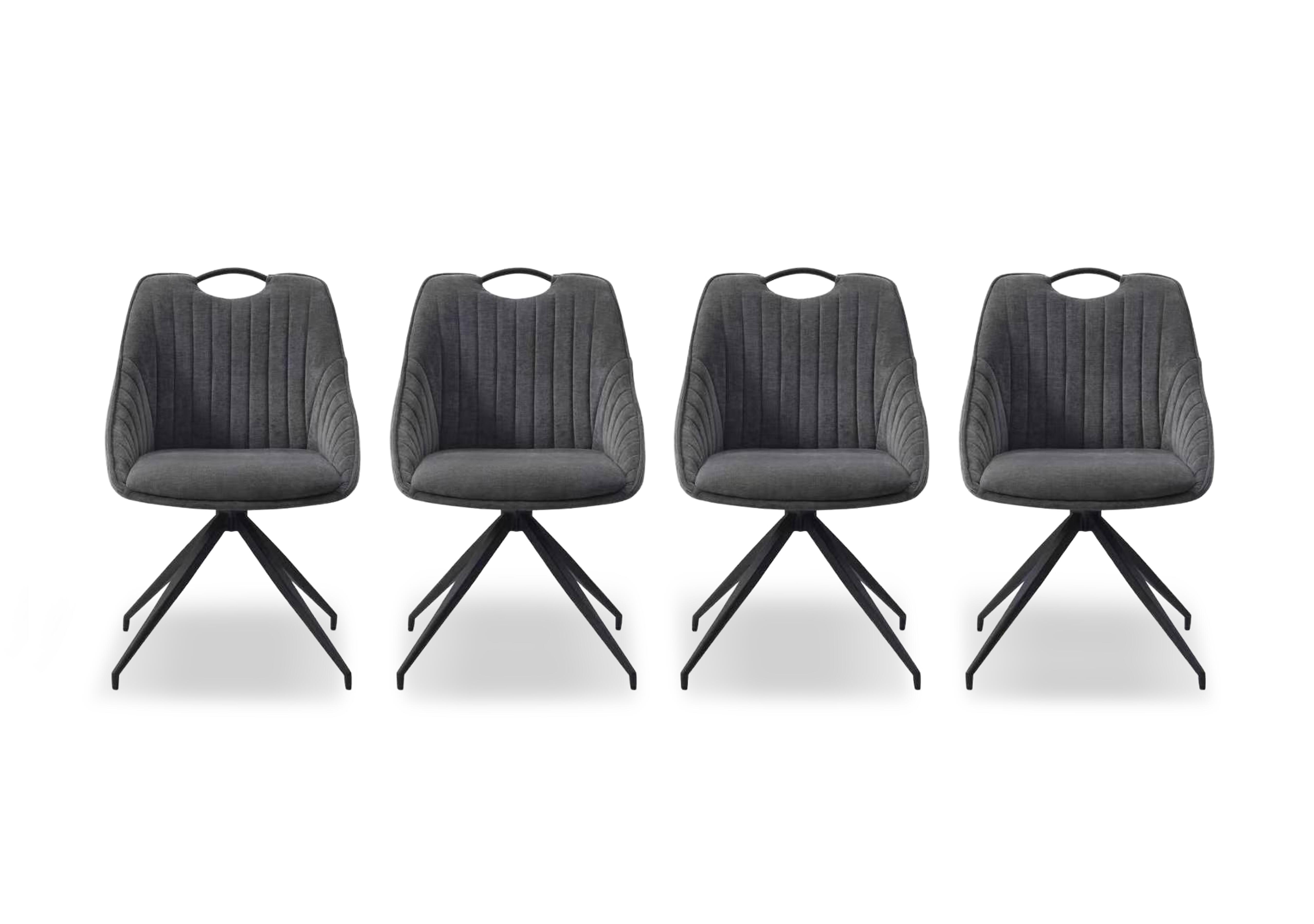 Petra Set of 4 Fabric Swivel Dining Chairs in Dark Grey on Furniture Village