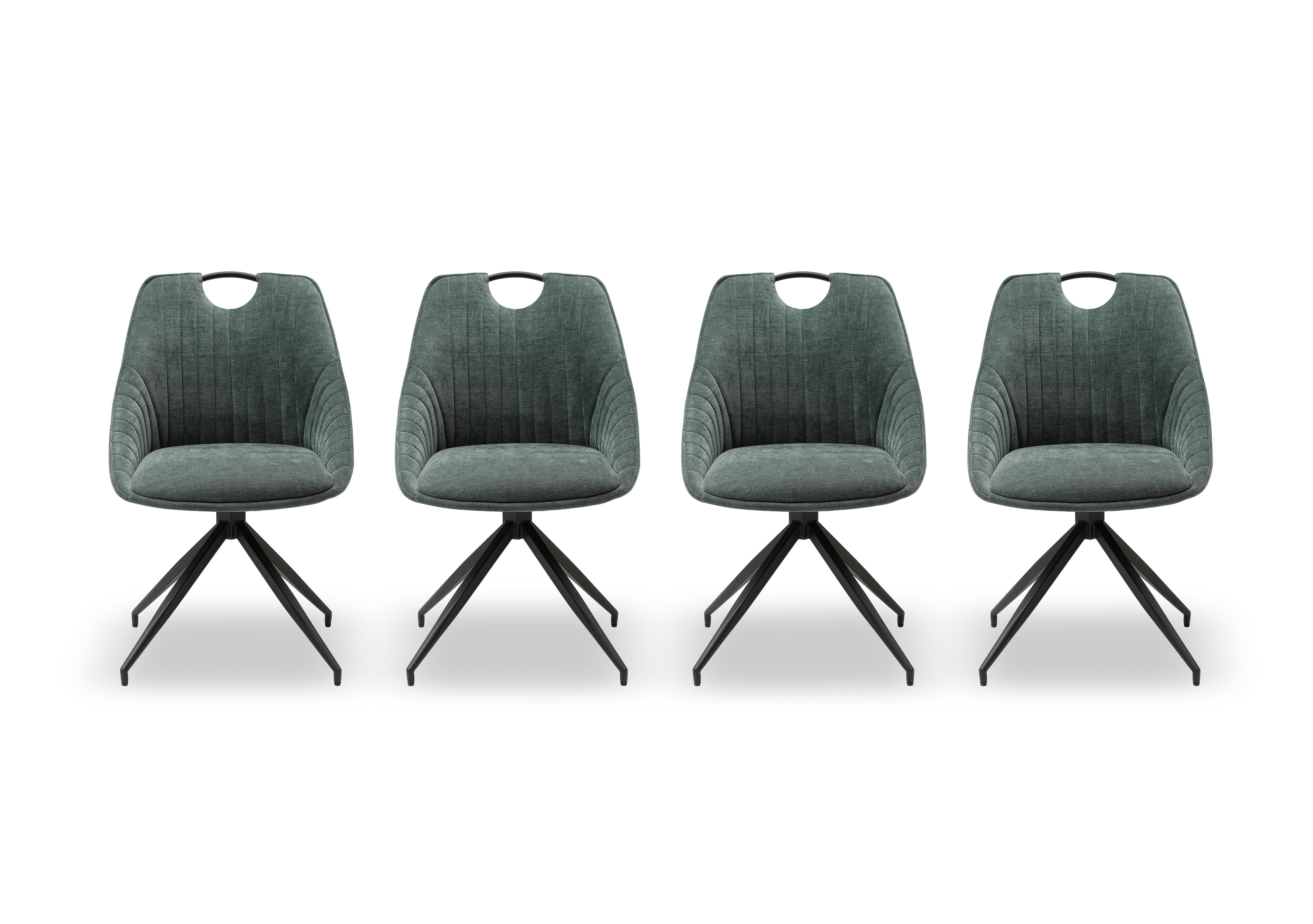 Petra Set of 4 Fabric Swivel Dining Chairs in Green on Furniture Village