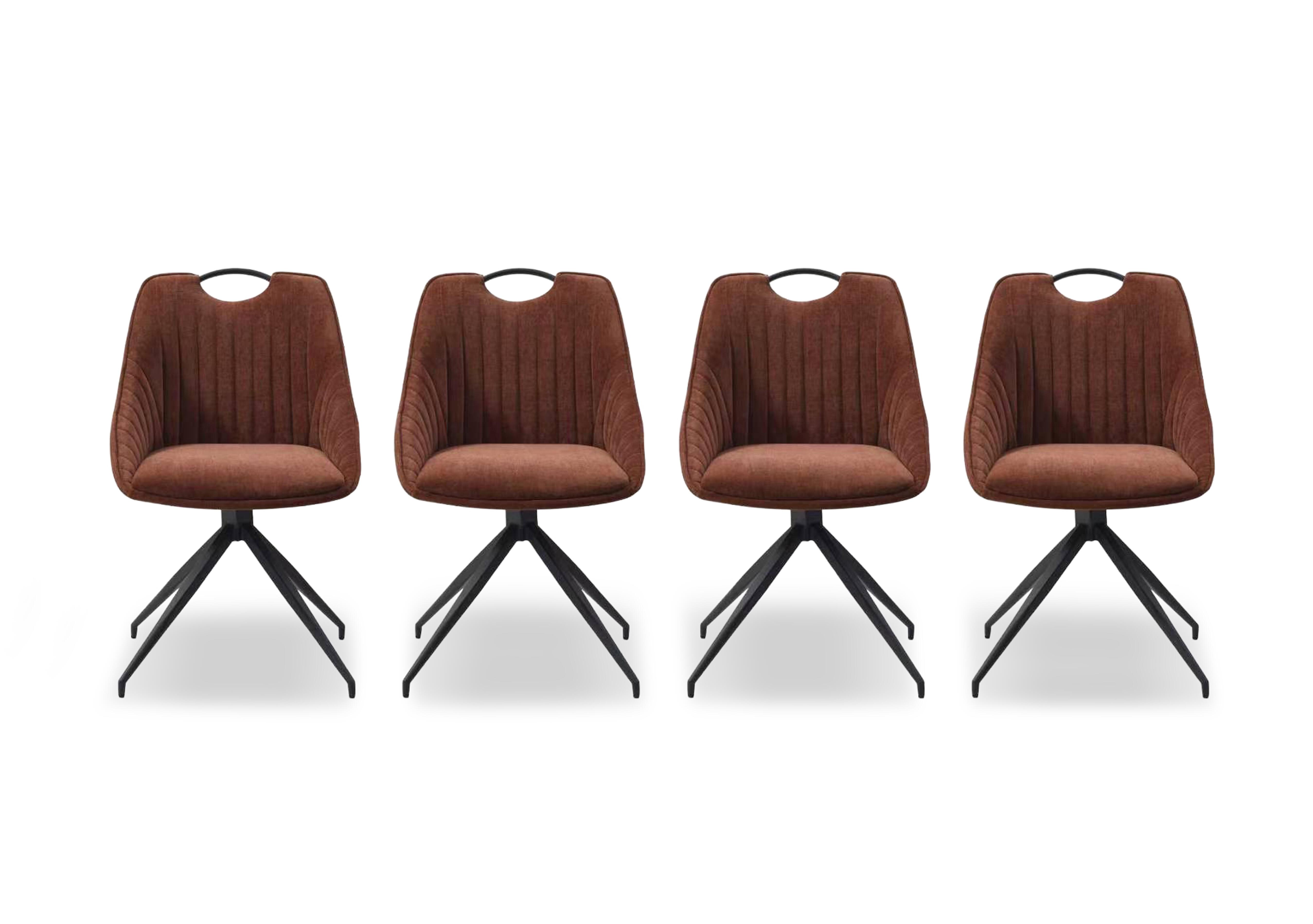 Petra Set of 4 Fabric Swivel Dining Chairs in Rust on Furniture Village