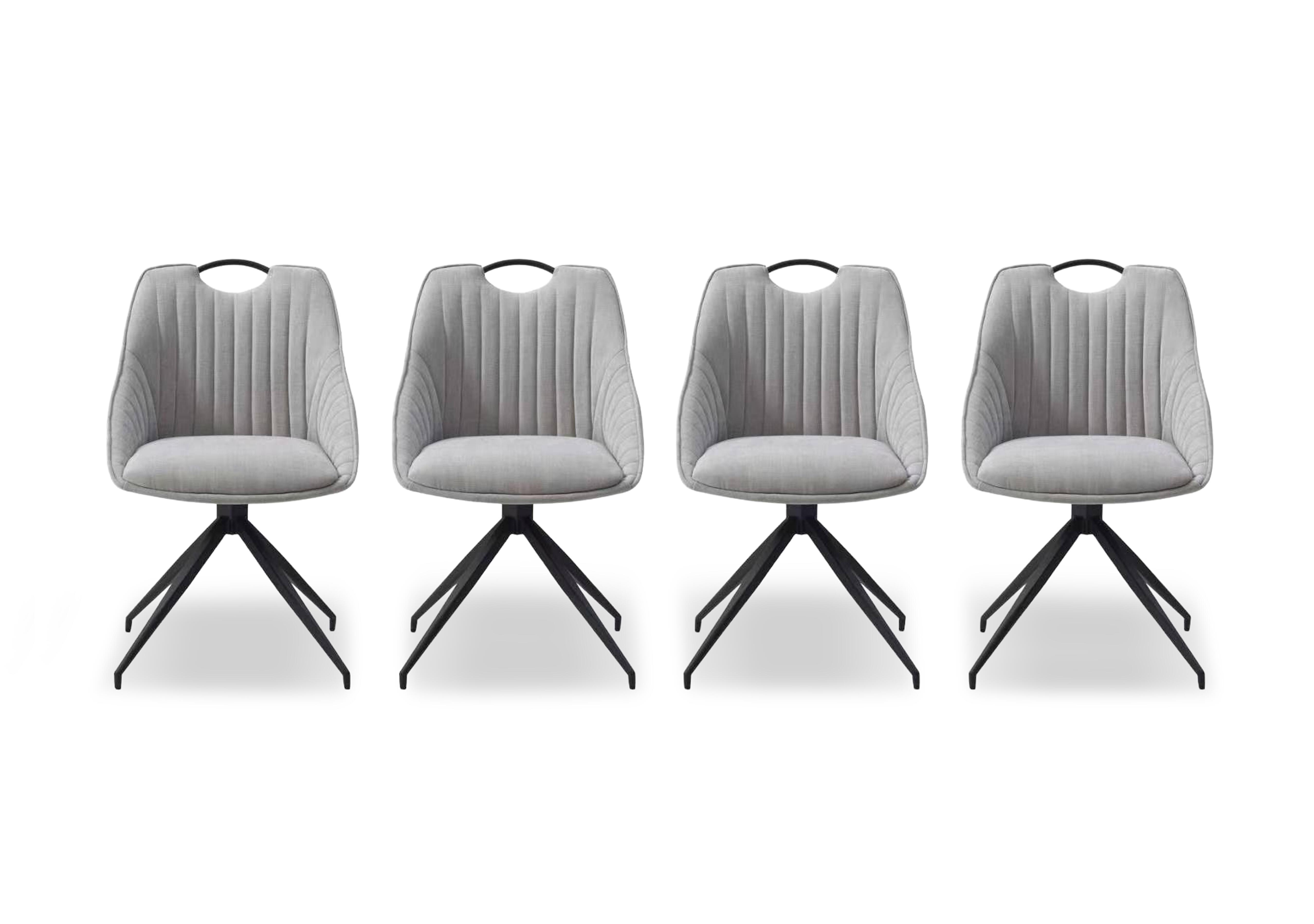 Petra Set of 4 Fabric Swivel Dining Chairs in Silver on Furniture Village