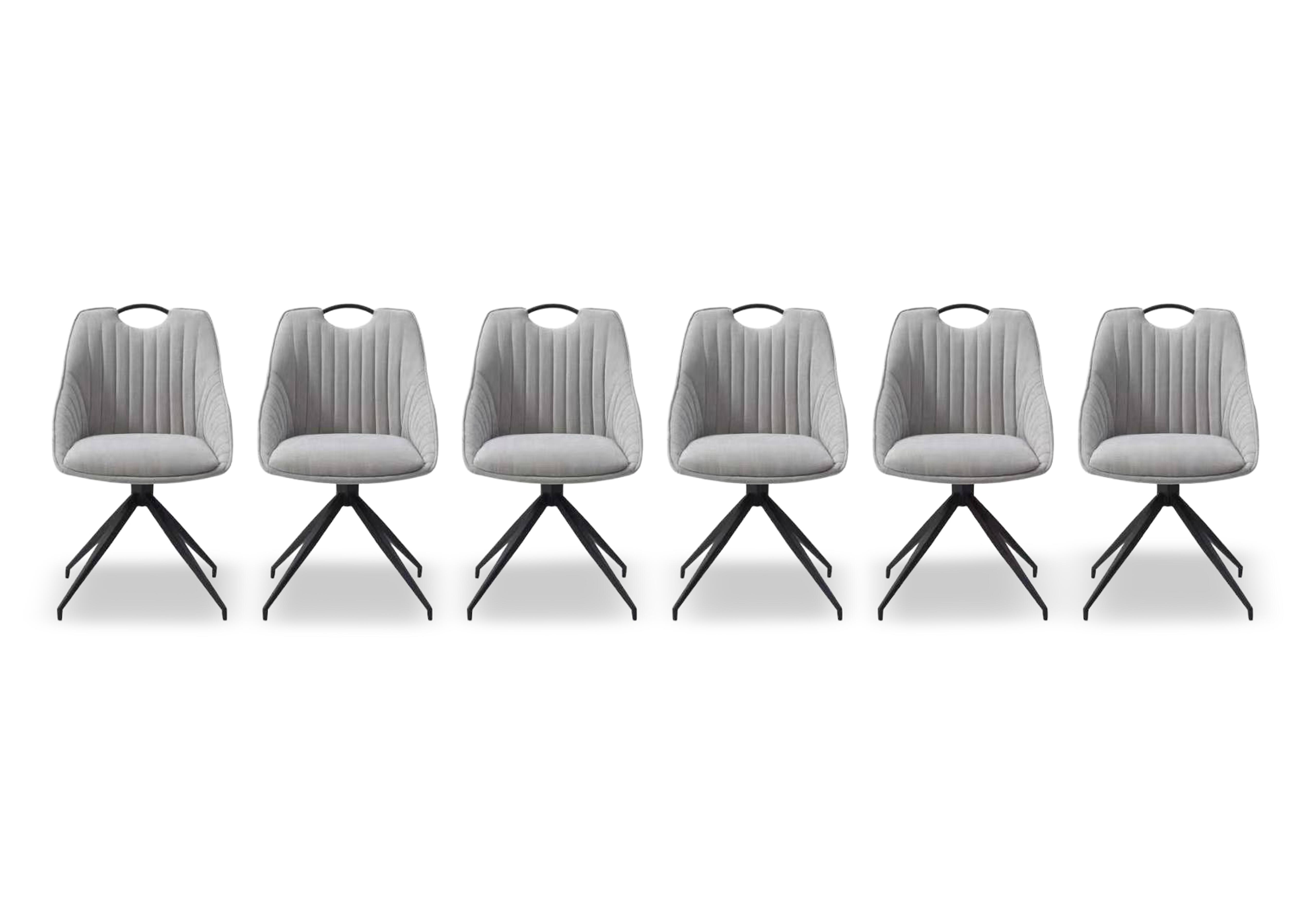 Petra Set of 6 Fabric Swivel Dining Chairs in Silver on Furniture Village