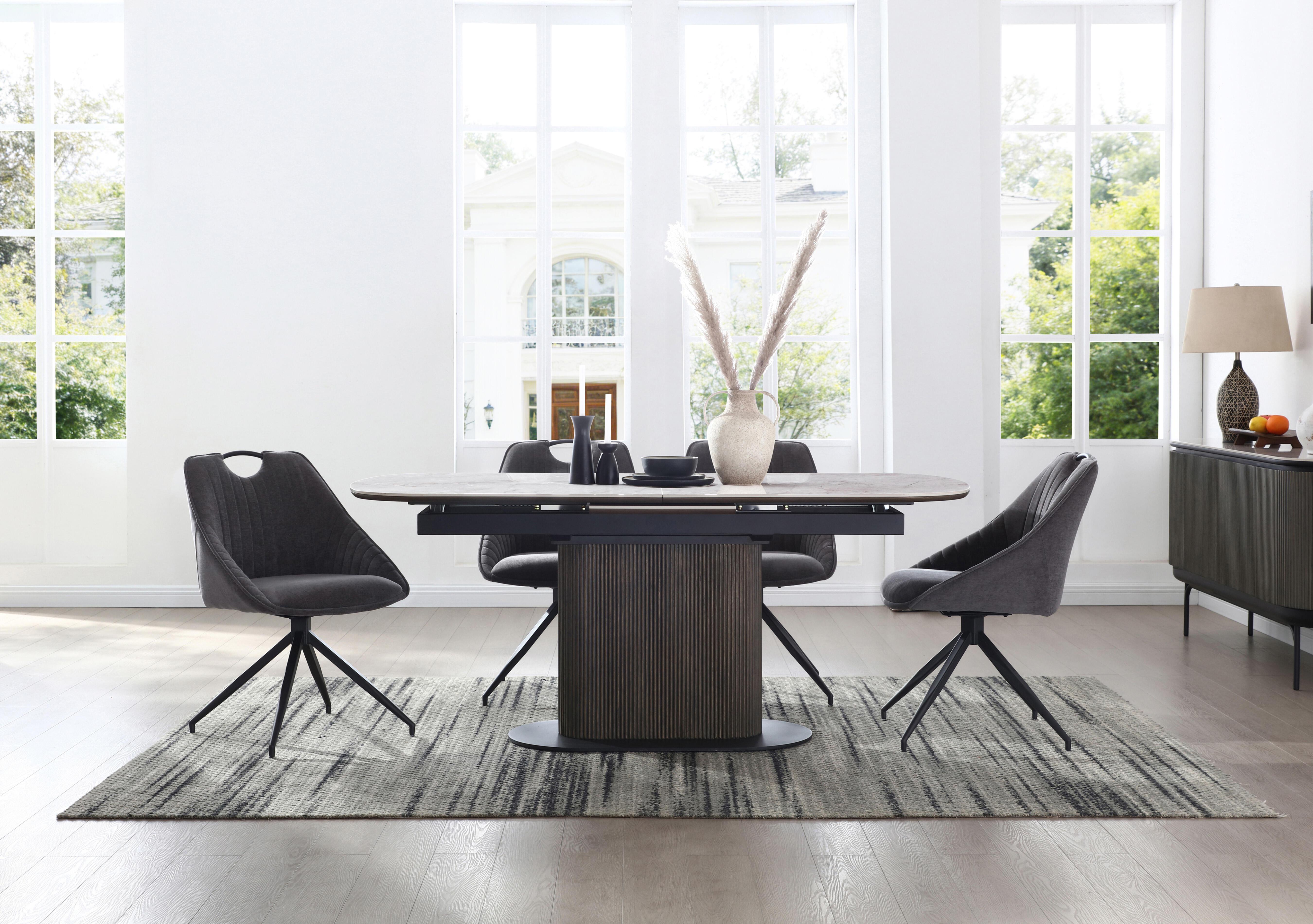 Petra Pop Up Extending Dining Table and 4 Swivel Dining Chairs in  on Furniture Village
