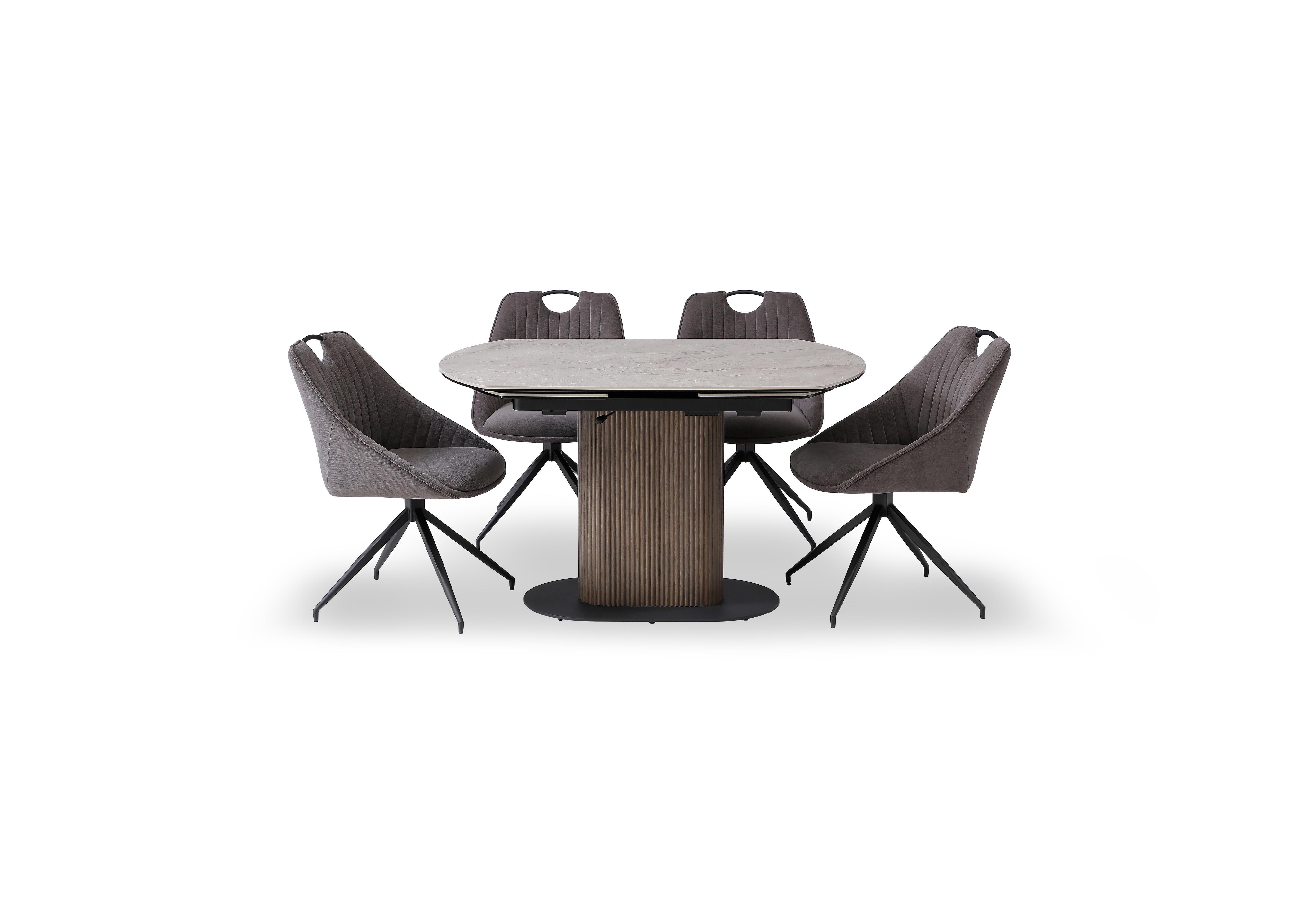 Petra Swivel Extending Dining Table and 4 Swivel Dining Chairs in Dark Grey on Furniture Village