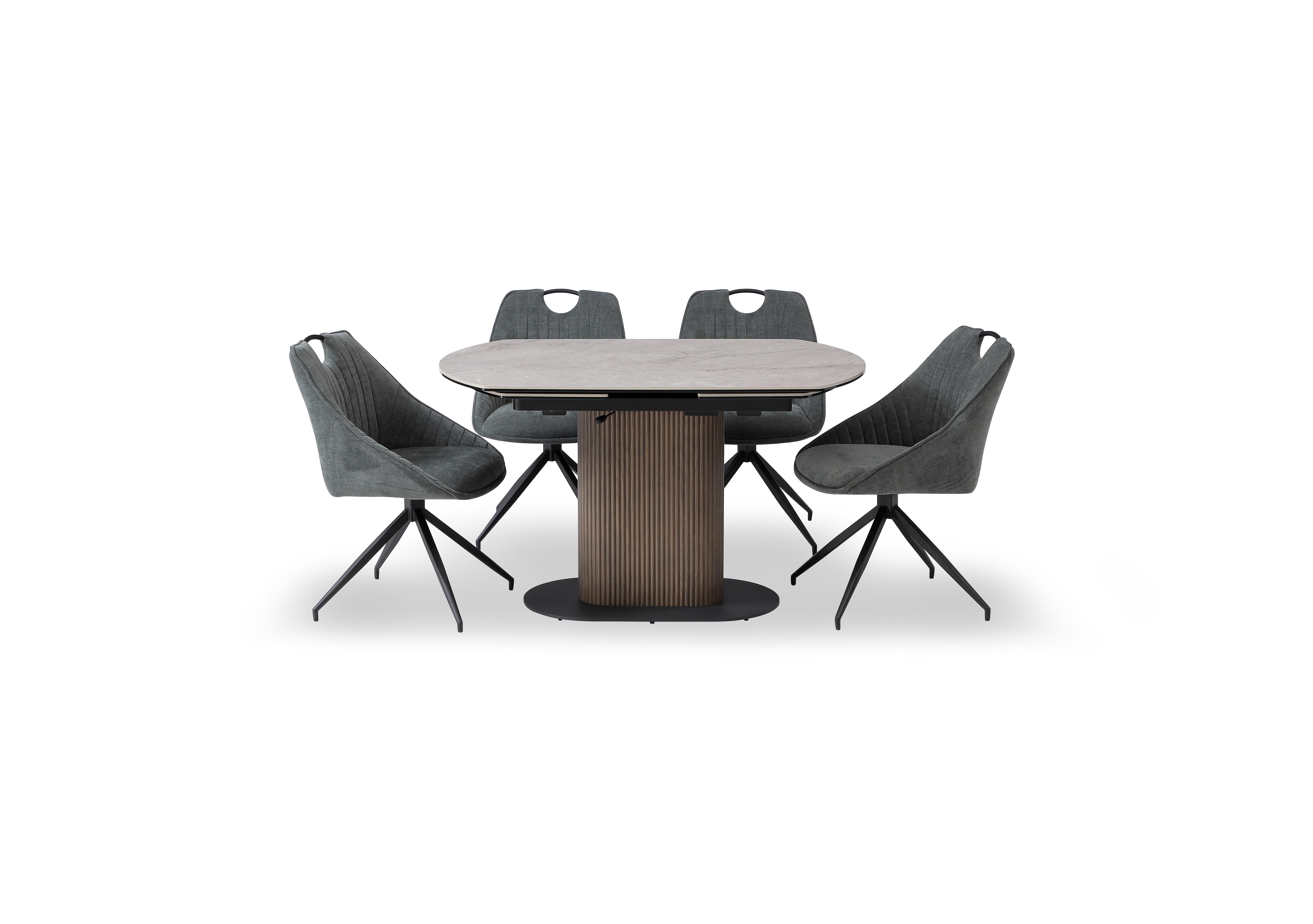 Petra Swivel Extending Dining Table and 4 Swivel Dining Chairs in Green on Furniture Village