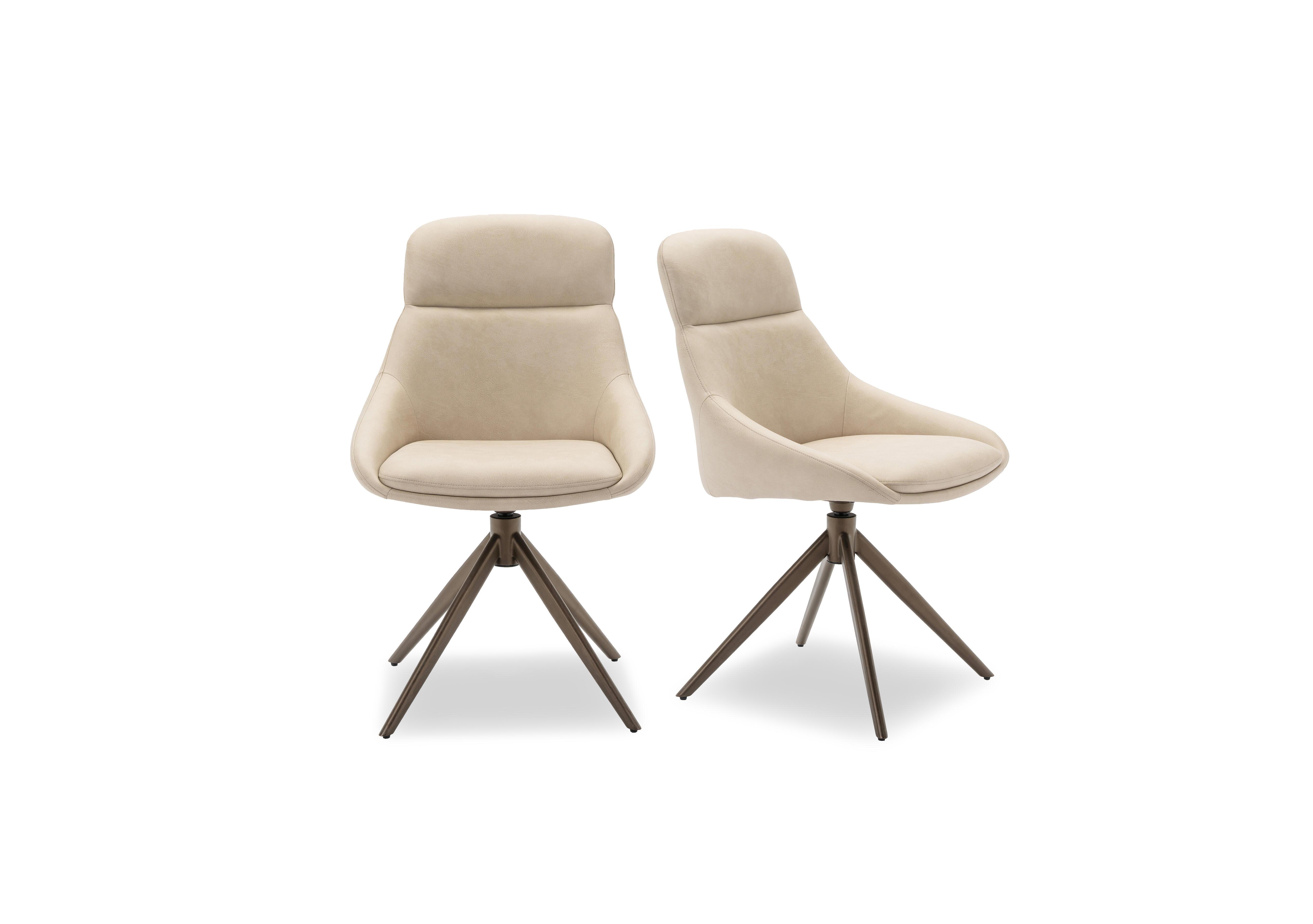 Arno Pair of Faux Leather Swivel Dining Chairs in Stone on Furniture Village
