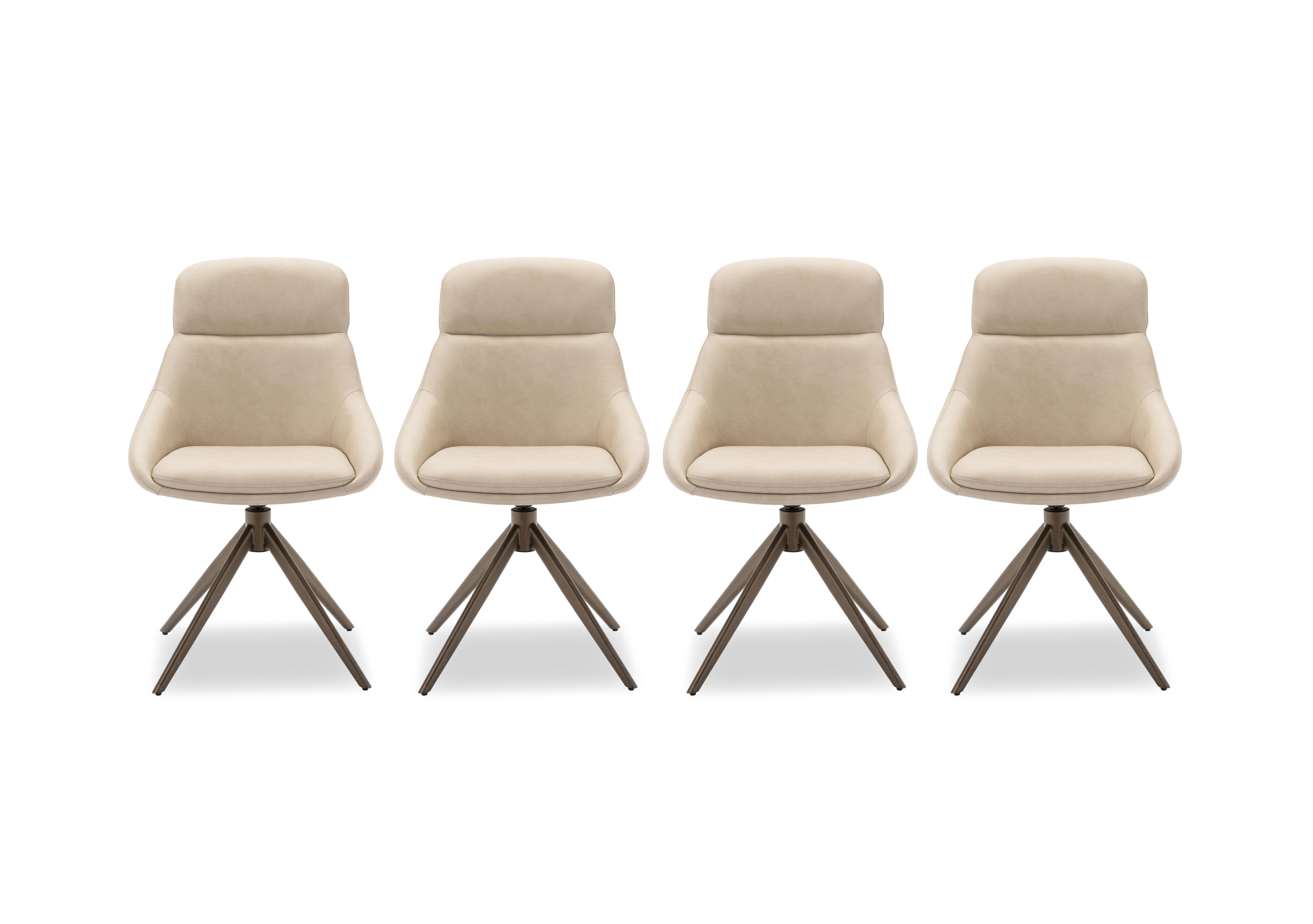 Arno Set of 4 Faux Leather Swivel Dining Chairs in Stone on Furniture Village