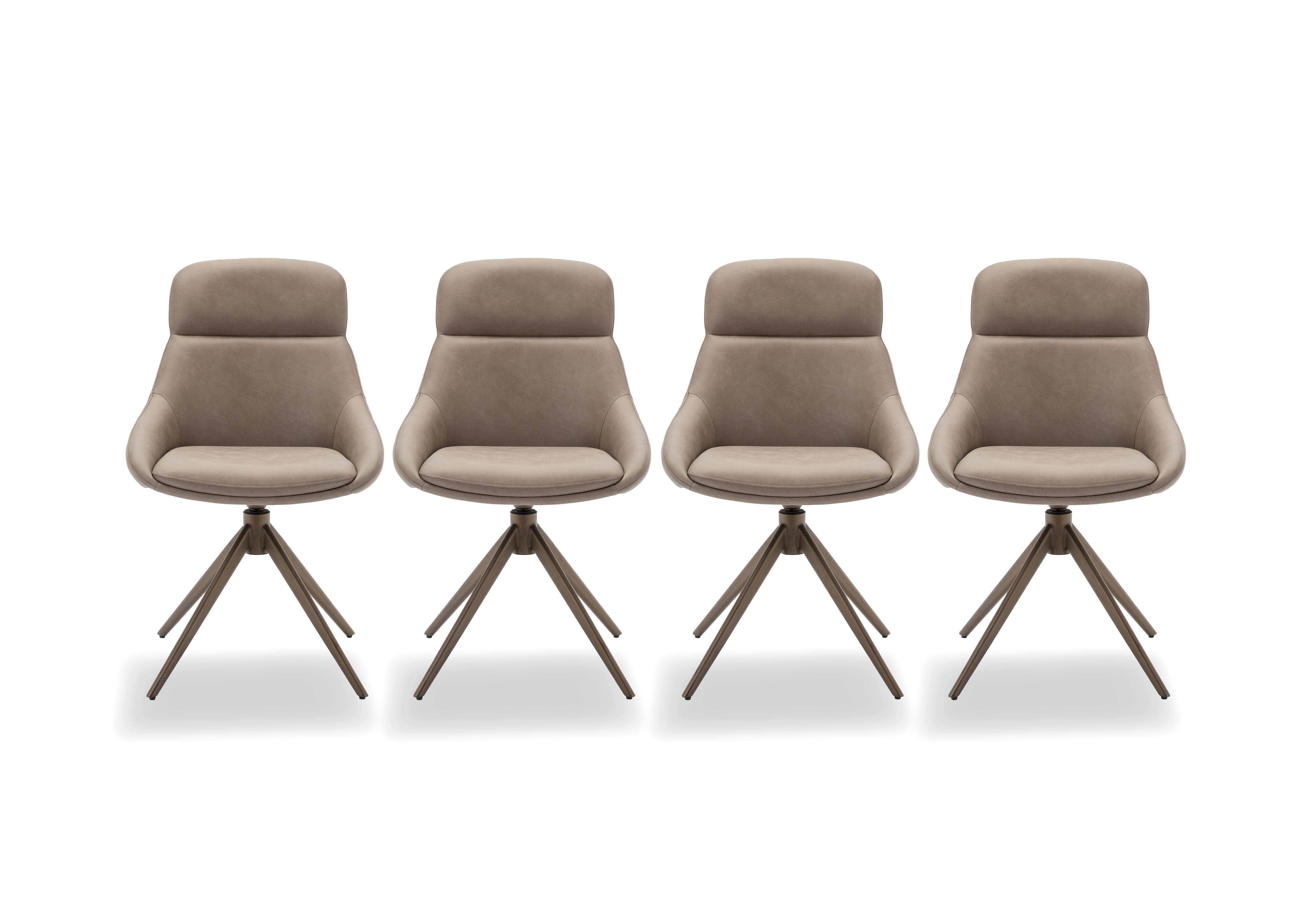 Arno Set of 4 Faux Leather Swivel Dining Chairs in Truffle on Furniture Village
