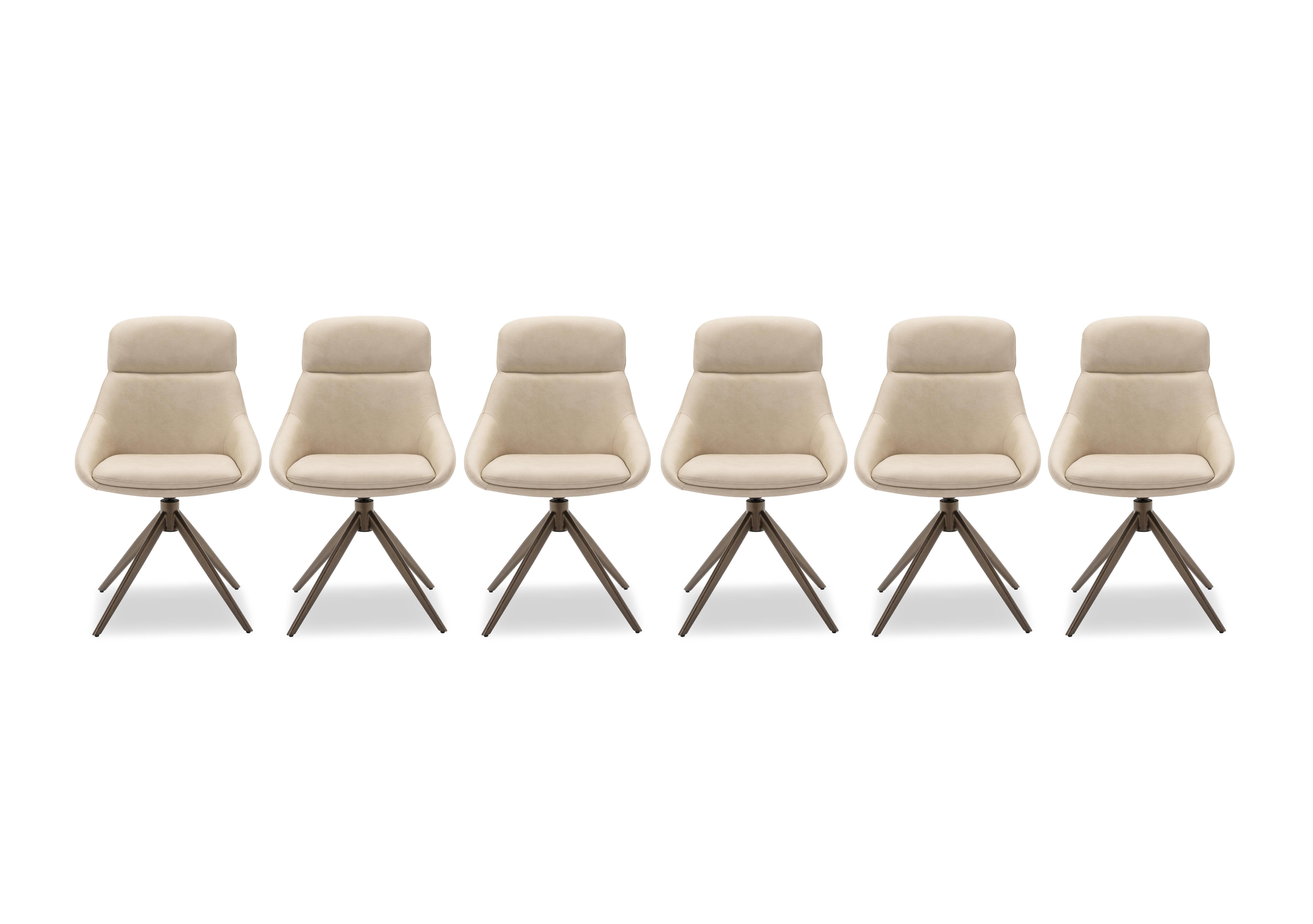 Arno Set of 6 Faux Leather Swivel Dining Chairs in Stone on Furniture Village