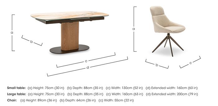 Arno Pop Up Extending Dining Table and 6 Faux Leather Swivel Dining Chairs in  on Furniture Village