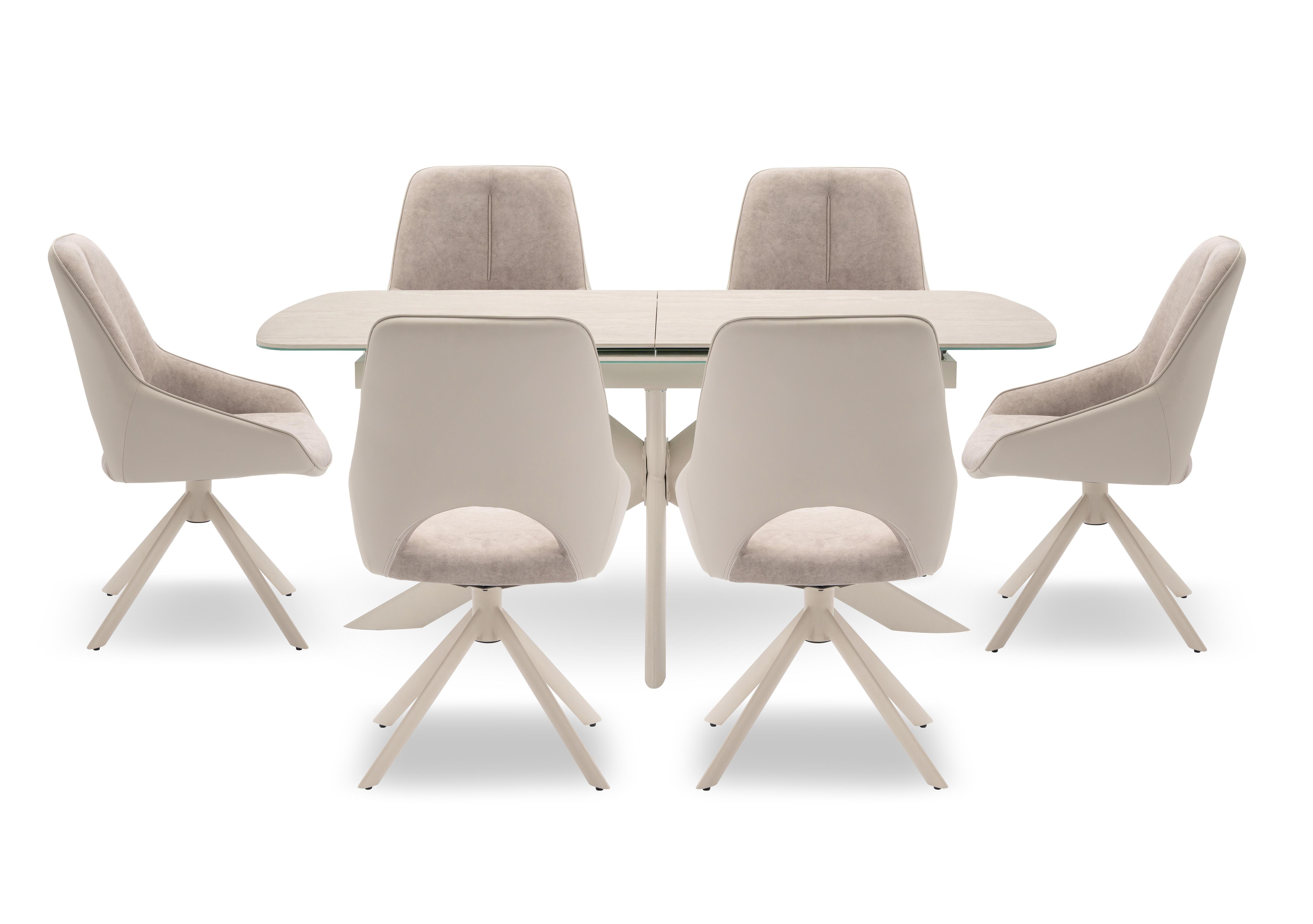 Tino Pop-up Extending Dining Table and 6 Two Tone Swivel Dining Chairs in  on Furniture Village