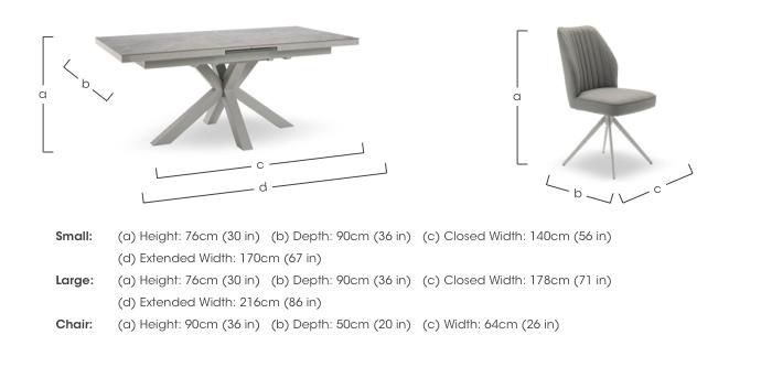 Fumo Pop Up Extending Dining Table and 6 Faux Leather Swivel Dining Chairs in  on Furniture Village