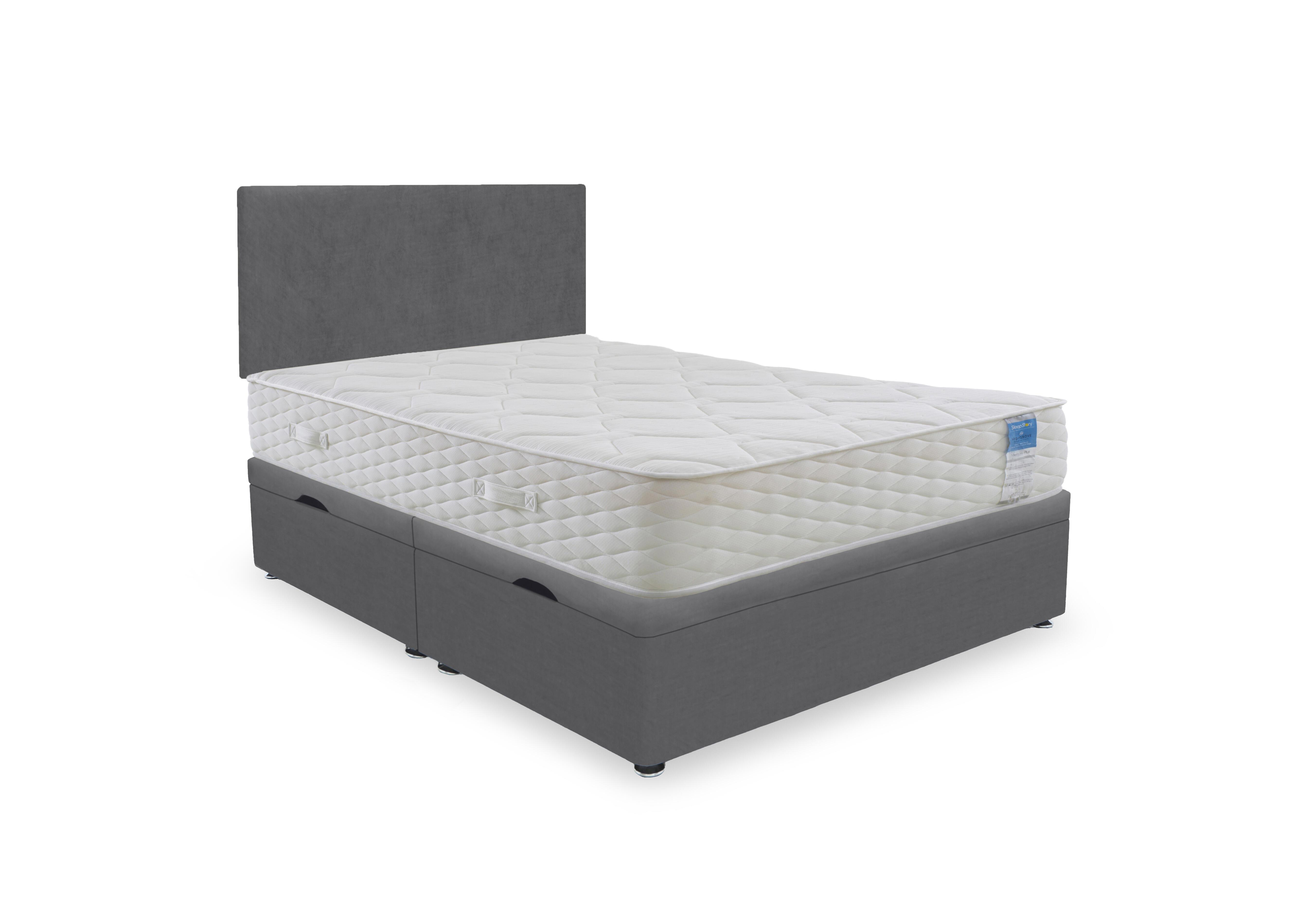 Memory Plus Side Lift Ottoman Divan Set in Plush Dark Grey on Furniture Village