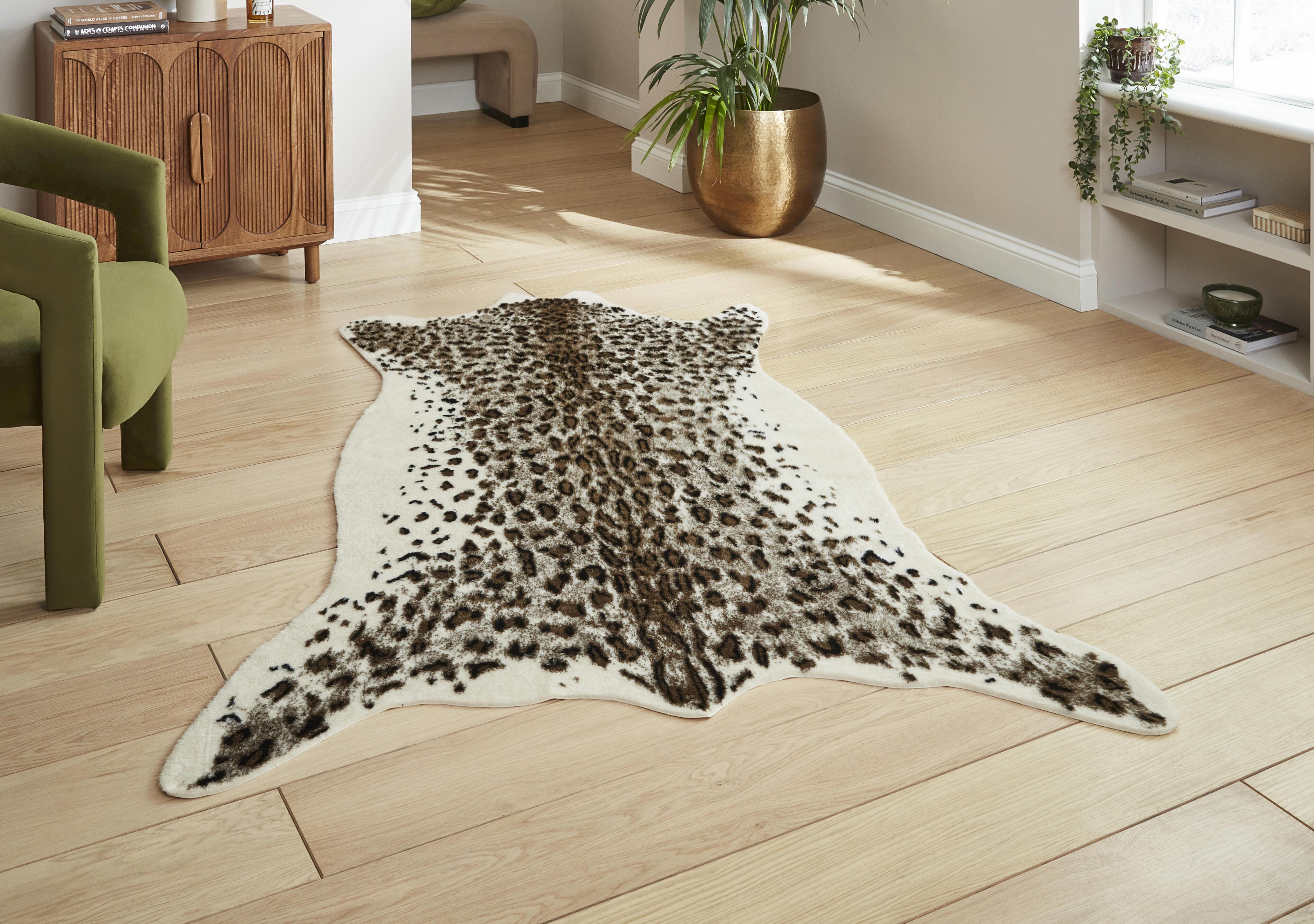 Faux Fur Leopard Rug in  on Furniture Village