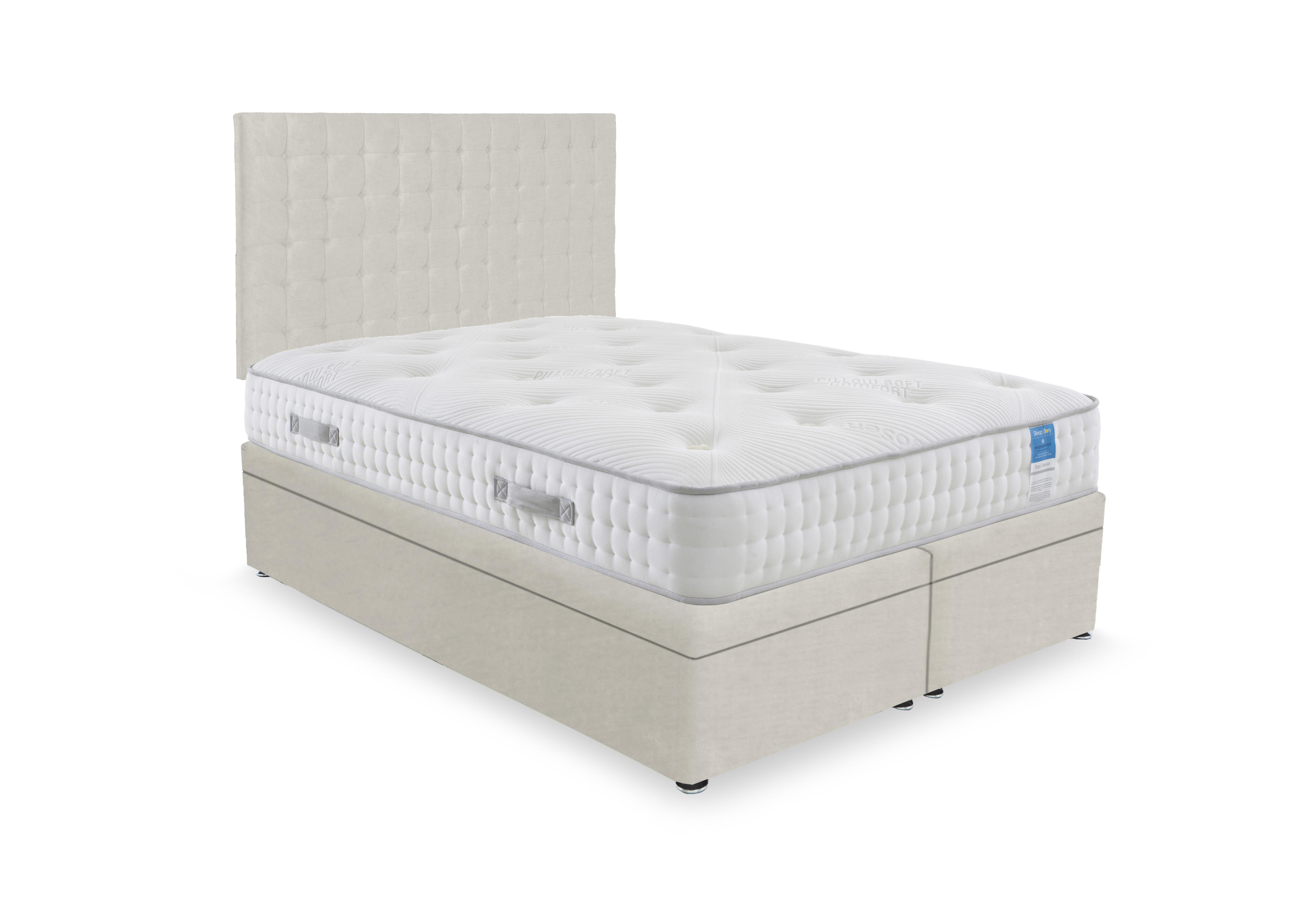 Ergo Deluxe Electric End Lift Ottoman Divan Set in Plush Ecru on Furniture Village