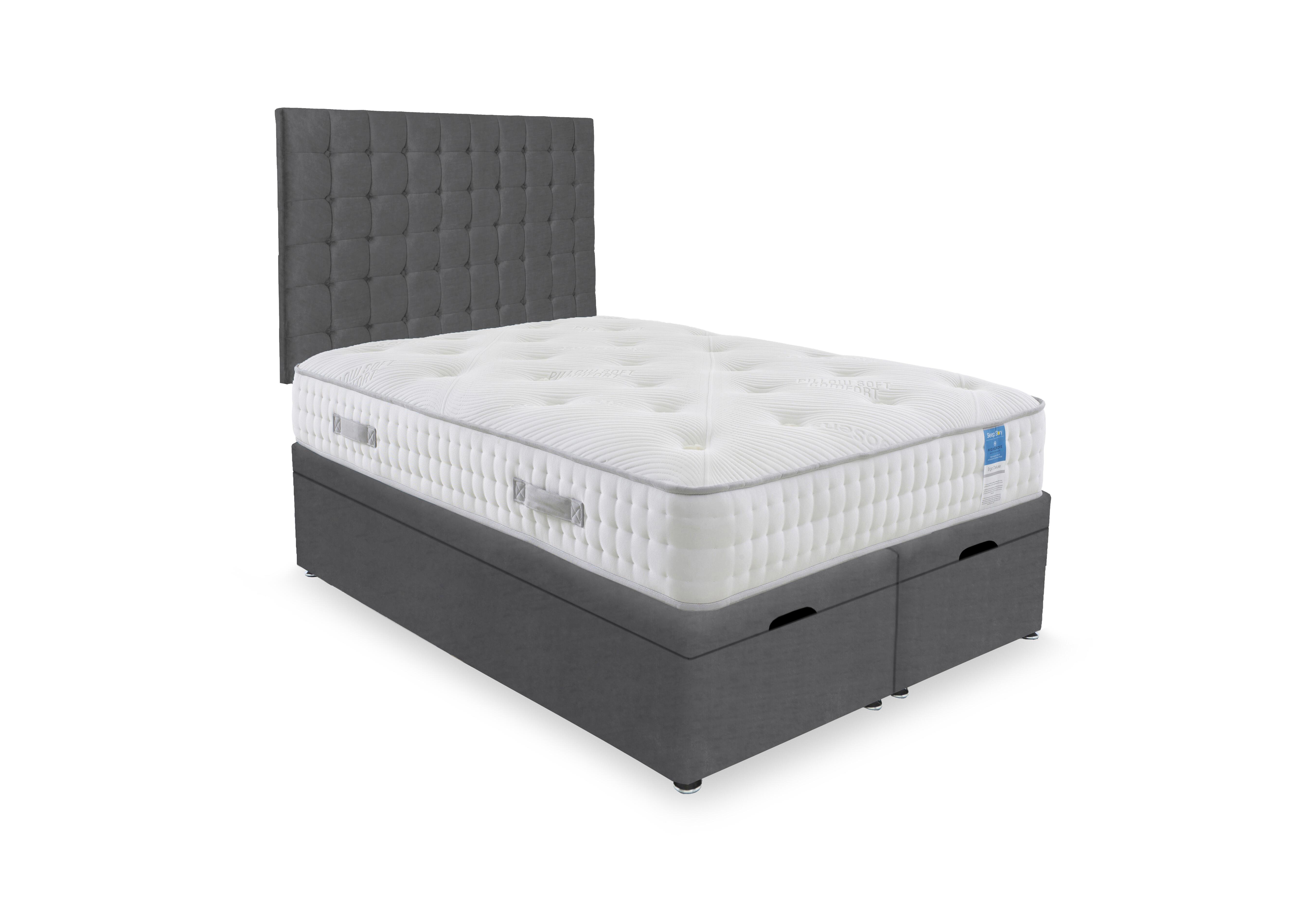 Ergo Deluxe End Lift Ottoman Divan Set in Plush Dark Grey on Furniture Village
