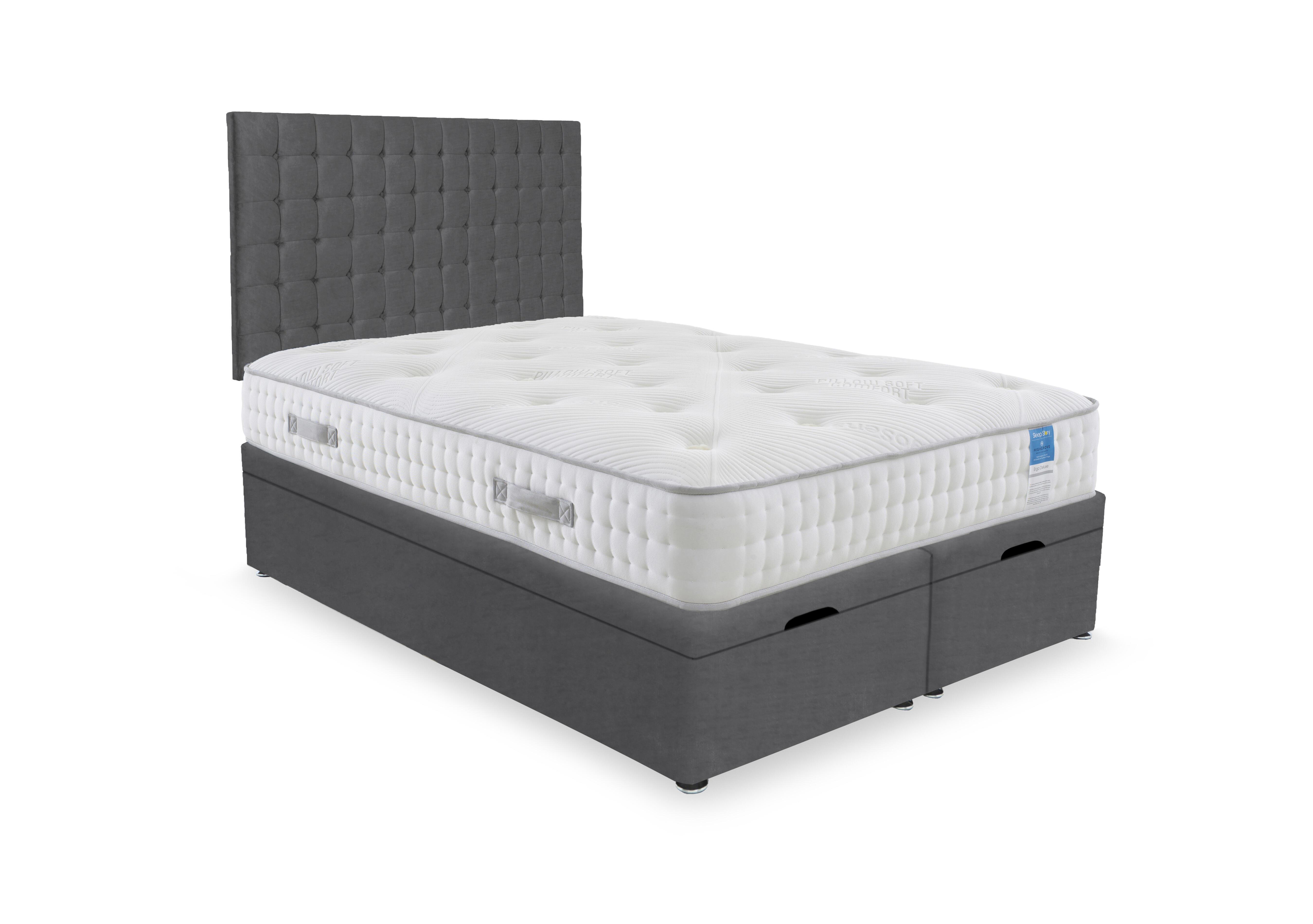 Ergo Deluxe End Lift Ottoman Divan Set in Plush Dark Grey on Furniture Village