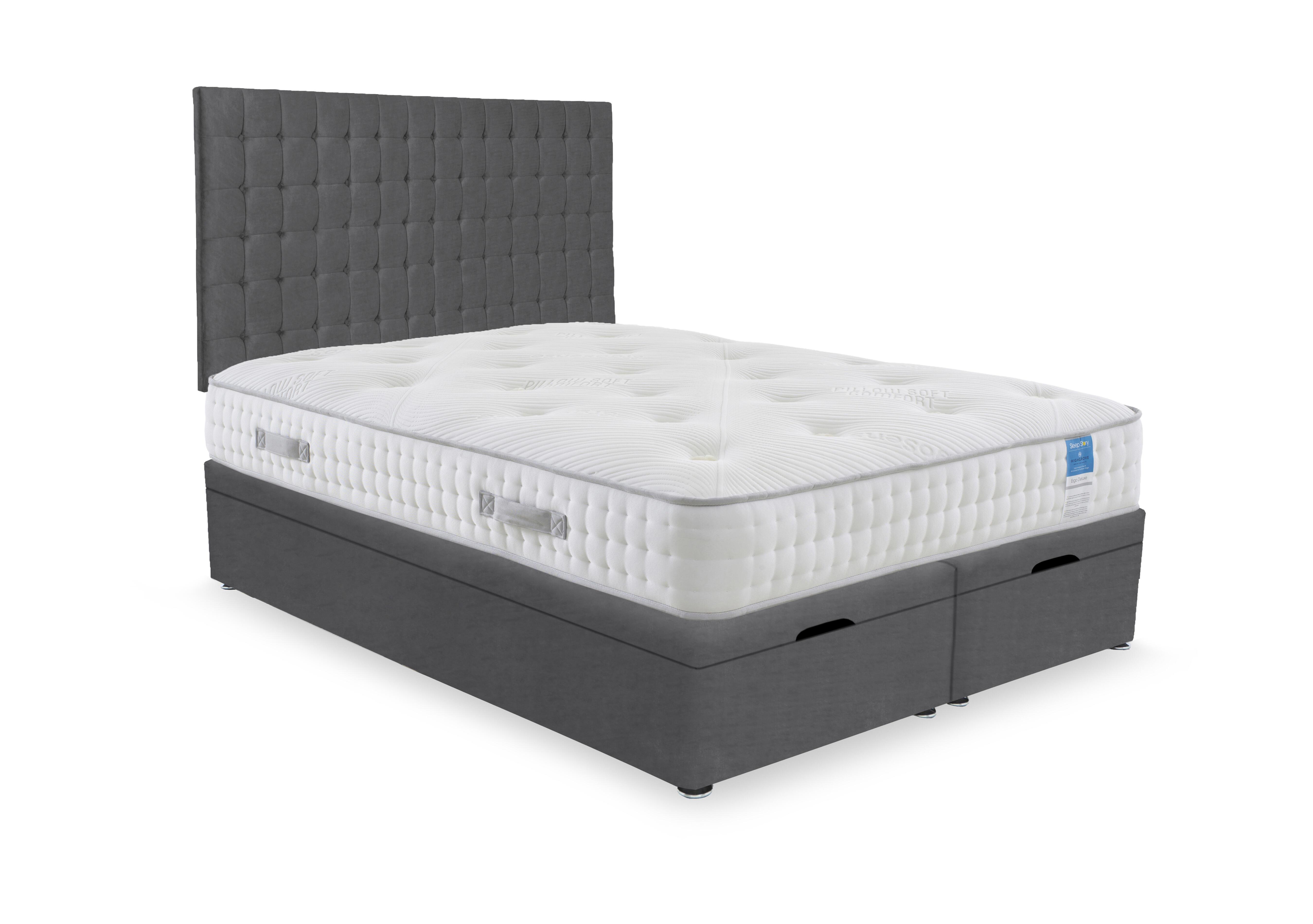 Ergo Deluxe End Lift Ottoman Divan Set in Plush Dark Grey on Furniture Village
