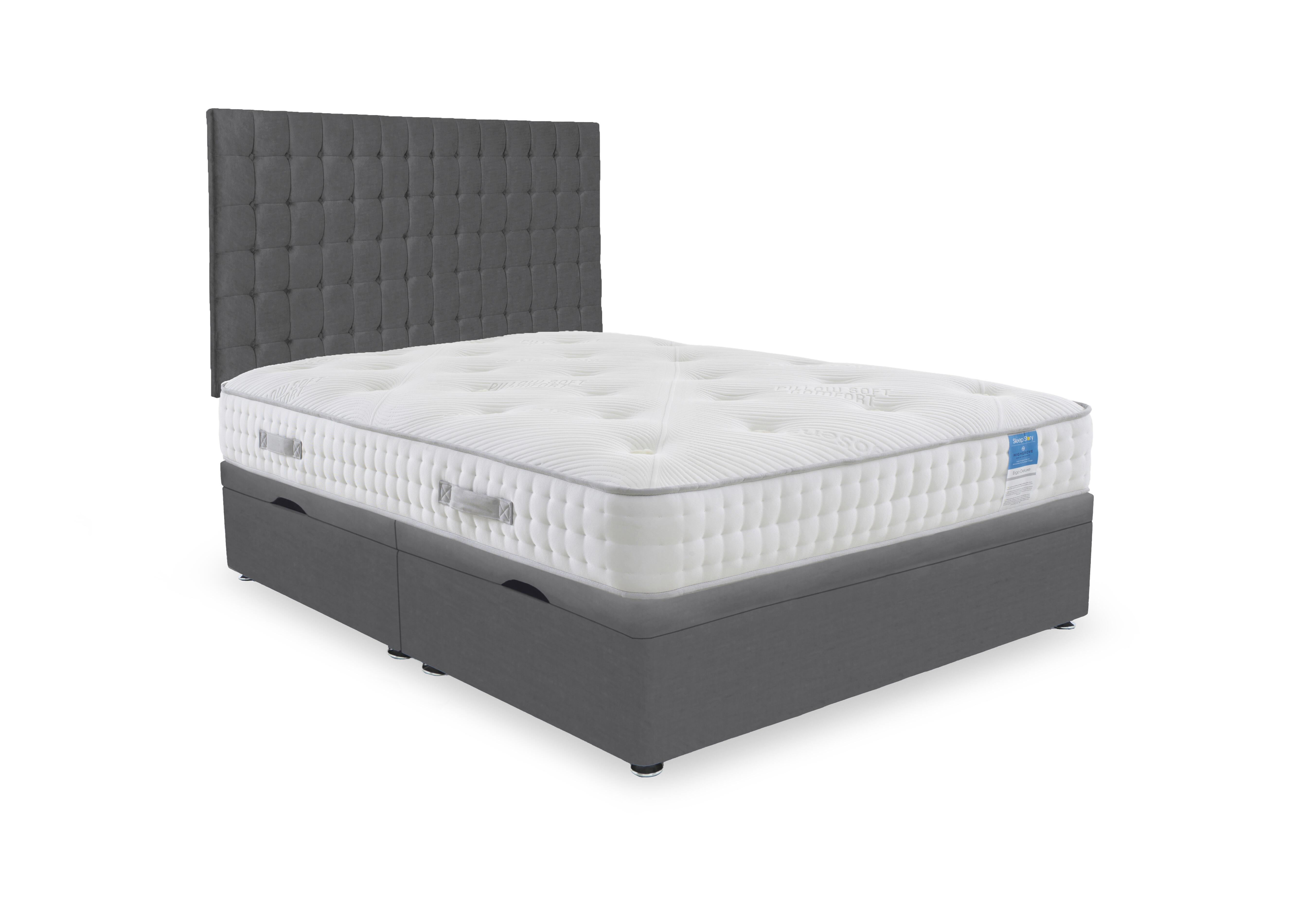 Ergo Deluxe Side Lift Ottoman Divan Set in Plush Dark Grey on Furniture Village