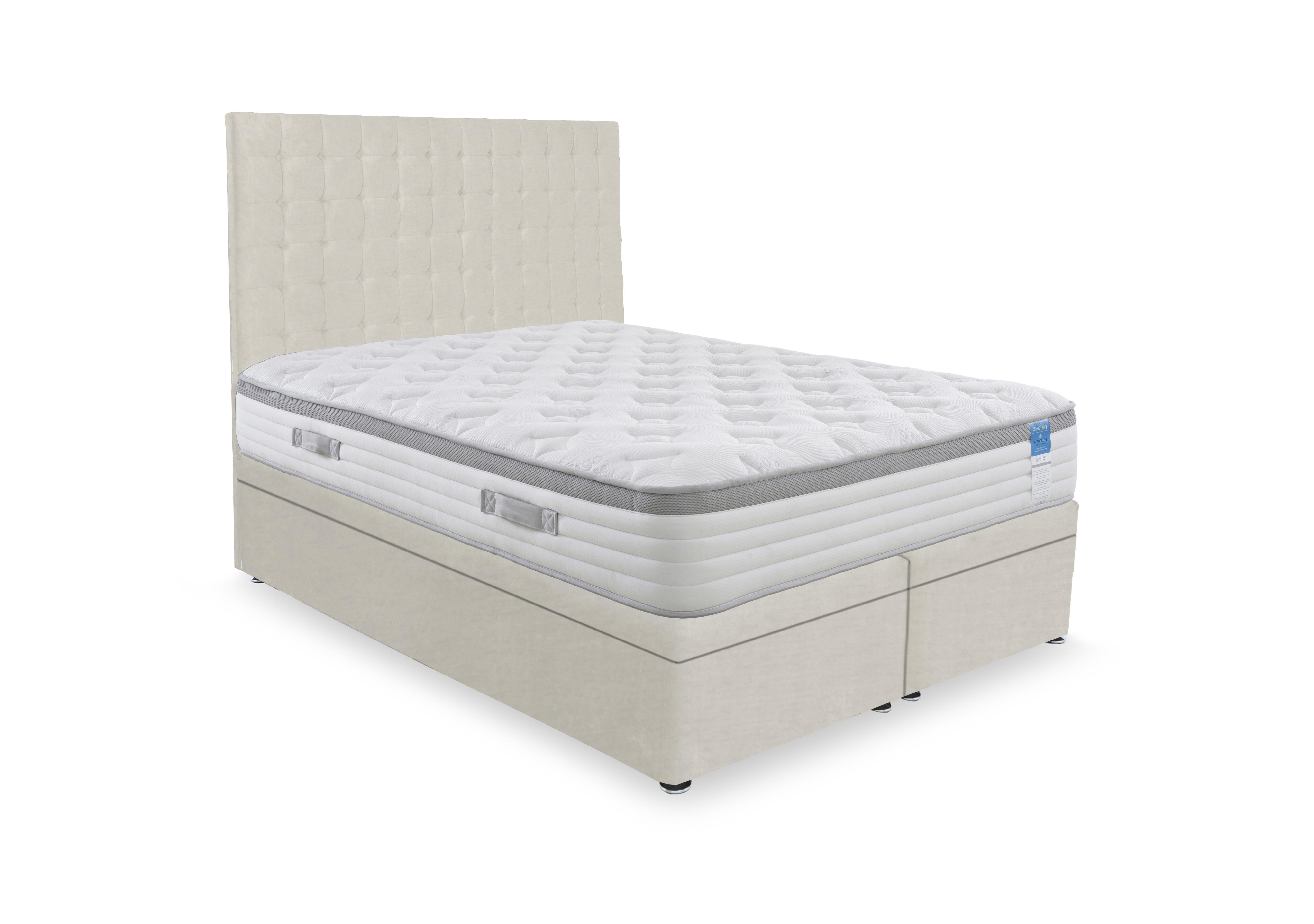 Hybrid 360 Electric End Lift Ottoman Divan Set in Plush Ecru on Furniture Village