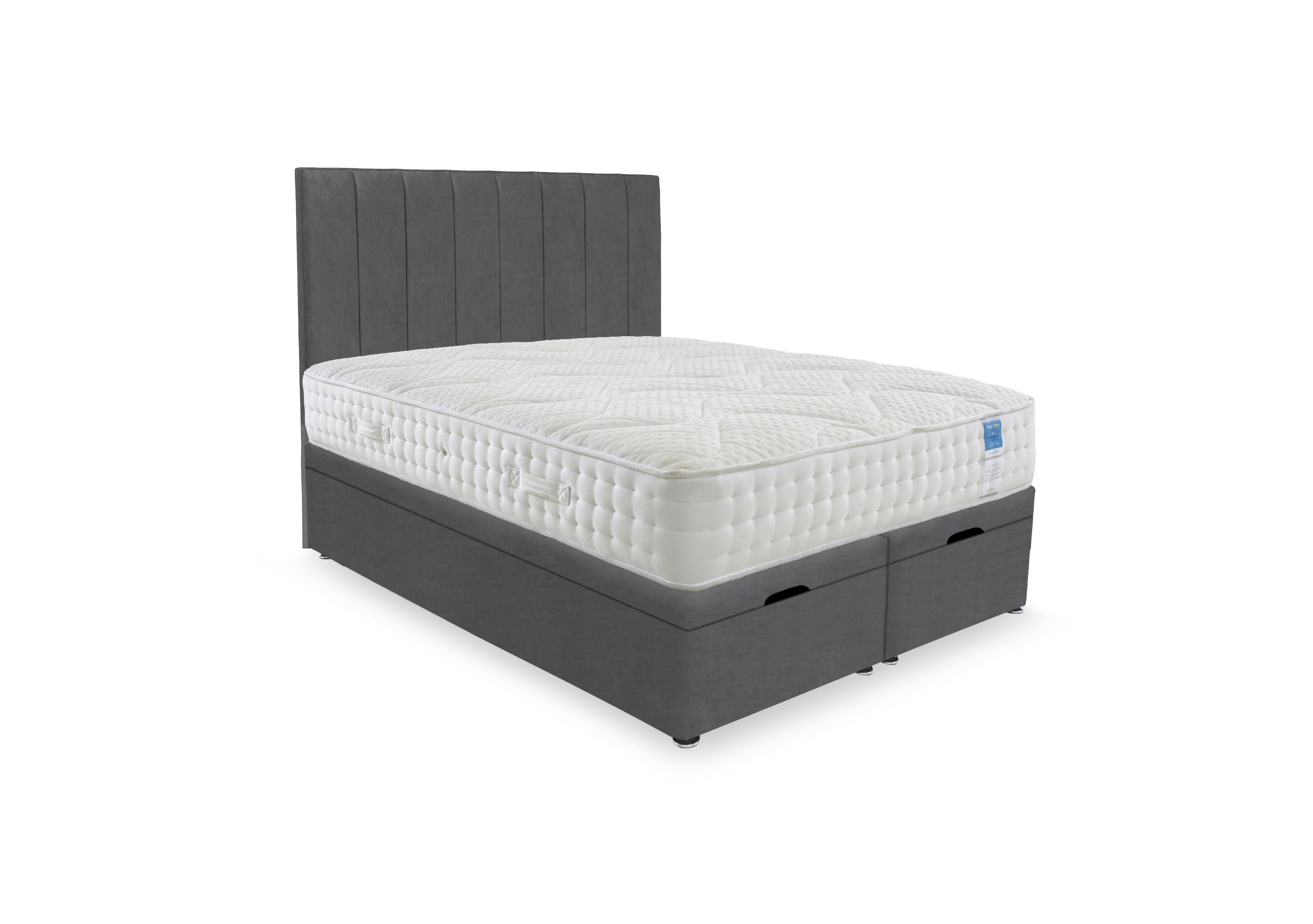 Luxury Firm End Lift Ottoman Divan Set in Plush Dark Grey on Furniture Village