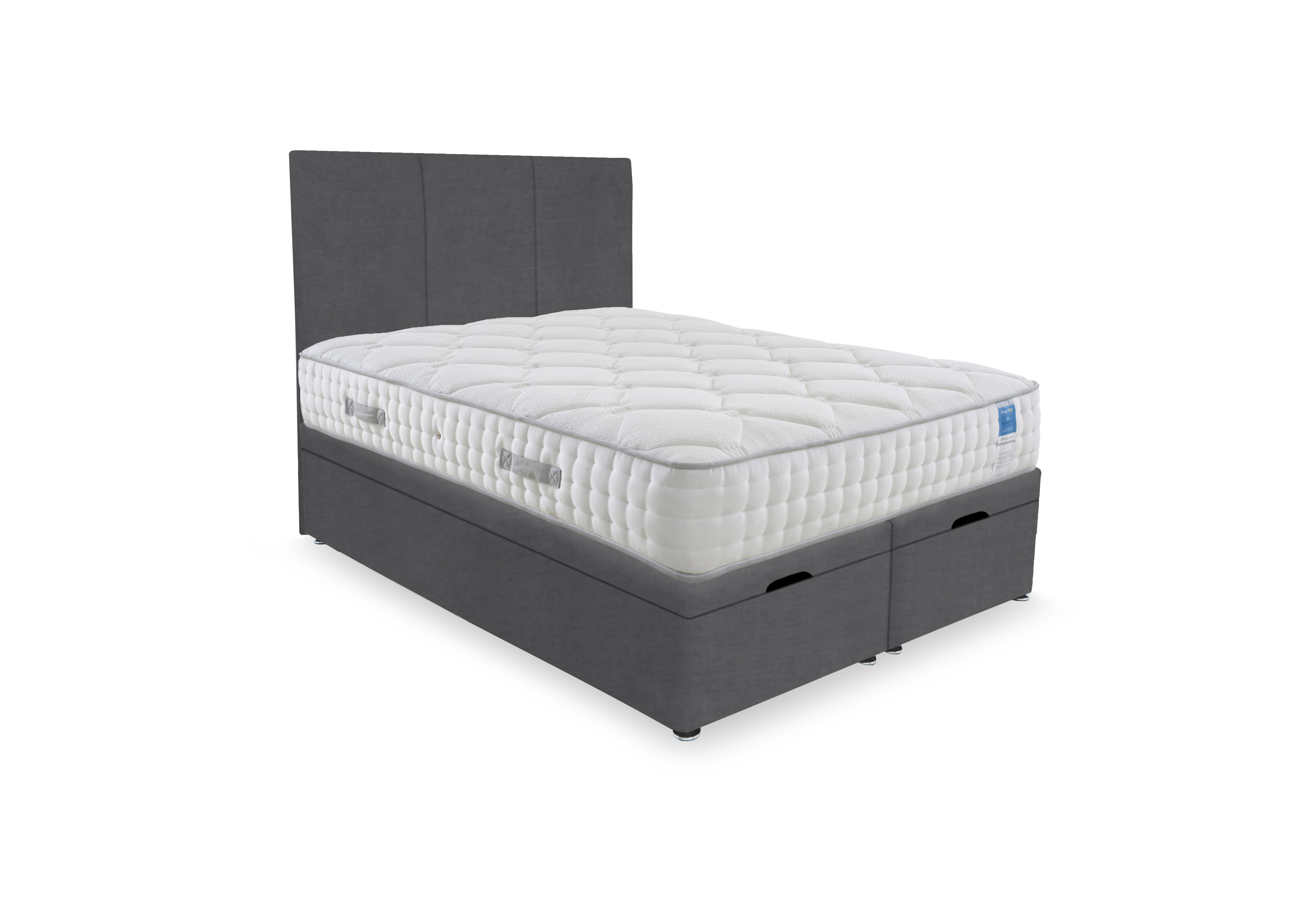 Memory Luxe End Lift Ottoman Divan Set in Plush Dark Grey on Furniture Village